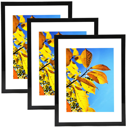 Aynoo 8.5x11 Picture Frame Black Set of 3 Pack 8.5x11 Picture Frames Display Pictures 6x8 8.5x11 Wall Mounting Thin Border Photo Frame for Wall,Black, 3Pack