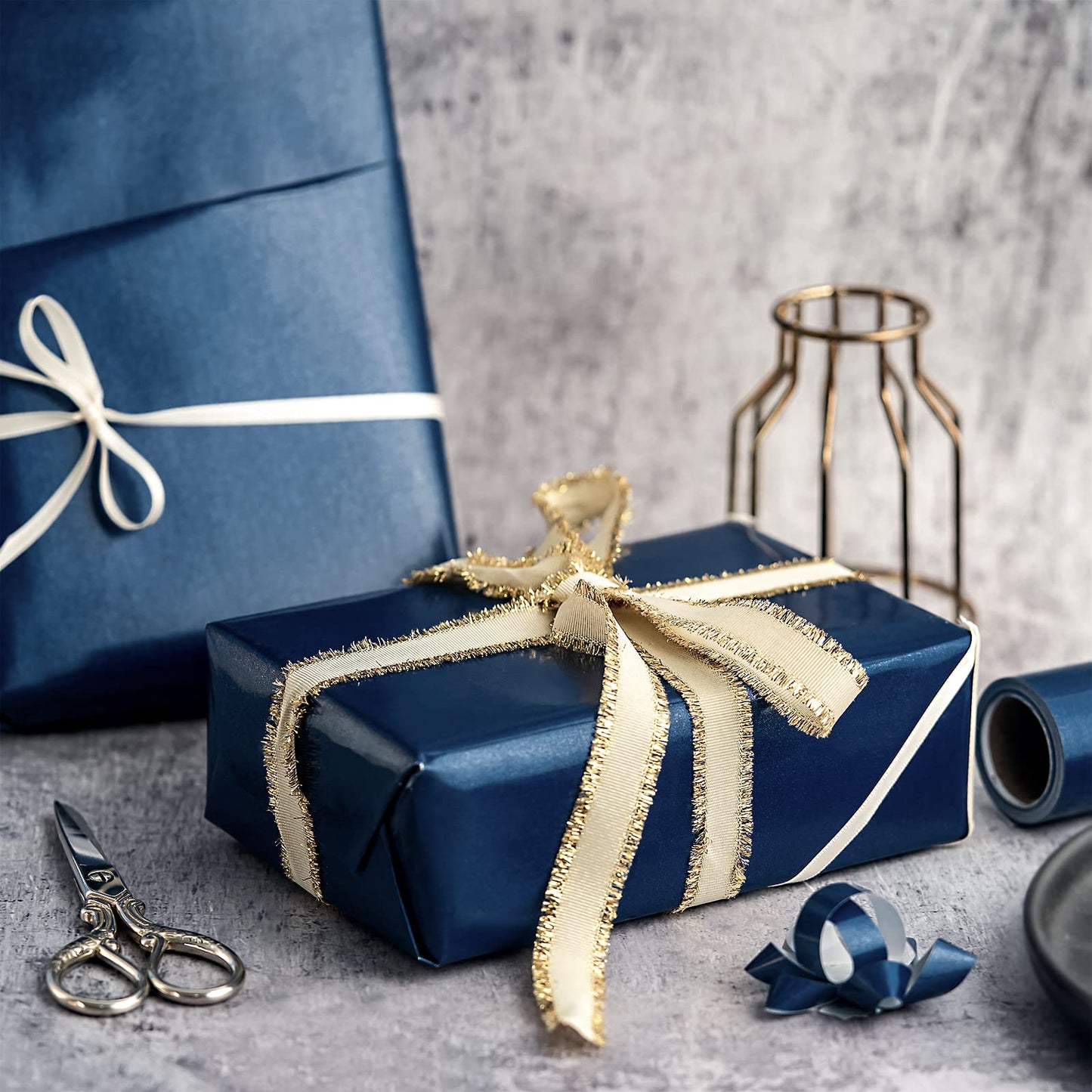 Wrapping Paper Roll - Mini Roll - 17 Inch X 33 Feet - Royal Blue Pearlized Paper for Birthday, Holiday, Wedding, Baby Shower