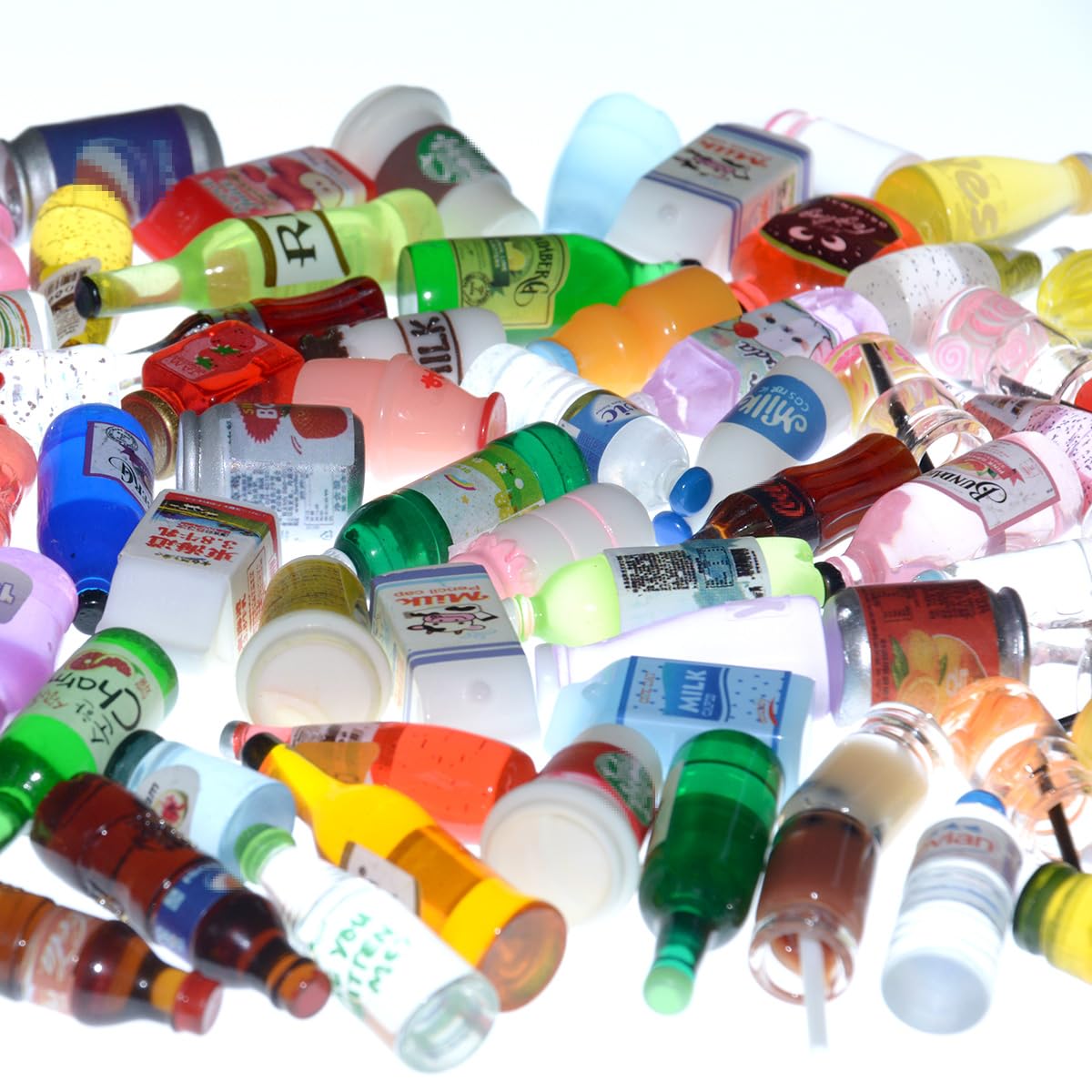 Nuanmu Miniature Food Drink Bottles Pretend Play Kitchen Game Party Toys (10 Bottles + 10 Foods（Random）)