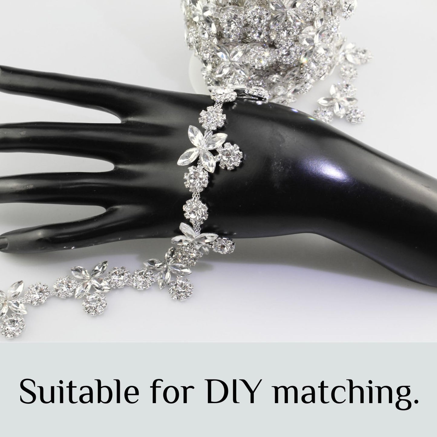 PEARLY JUN Rhinestone Trim Chain Sliver Applique Stringing Ribbon DIY Jewelry Wedding Party Bracelets Craft Bridal Bouquets Embellishment Accessories