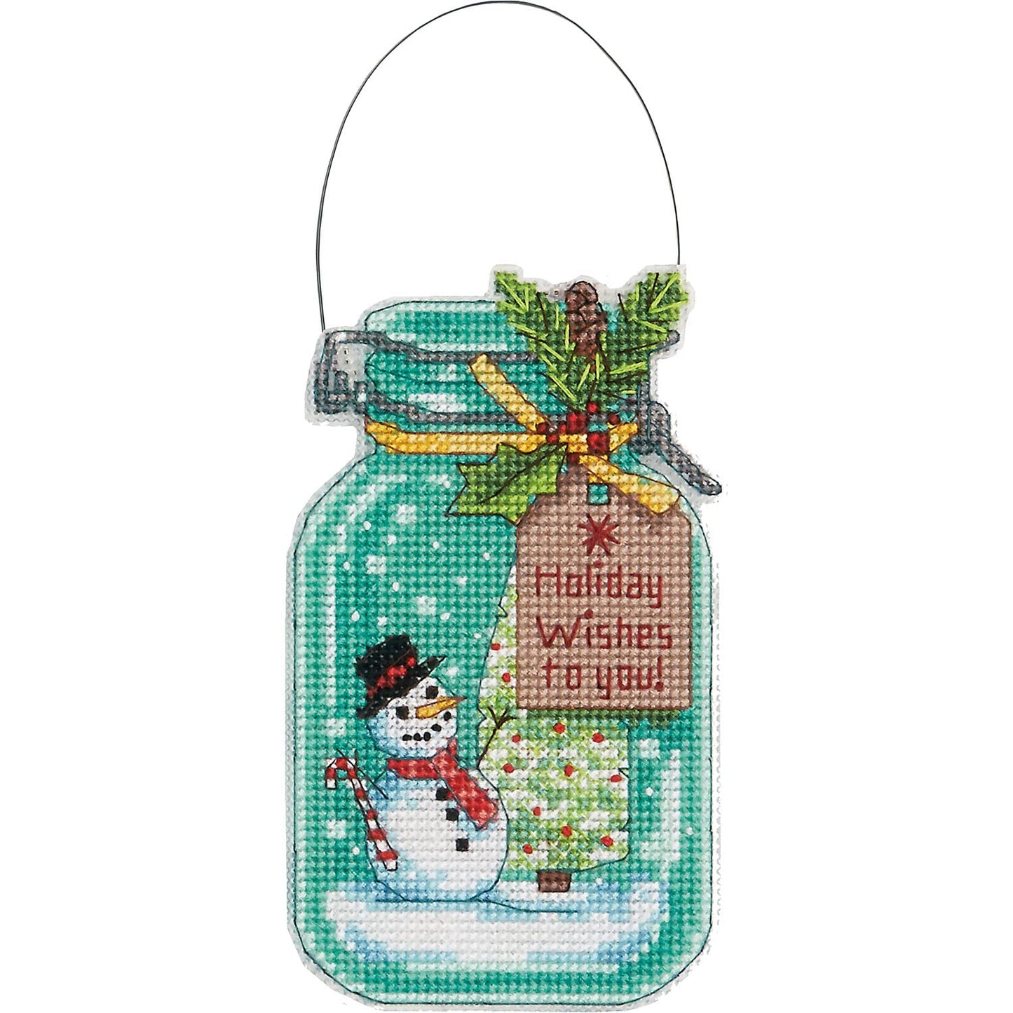 Counted Cross Stitch Holiday Mason Jar Ornament Kit, 4pc