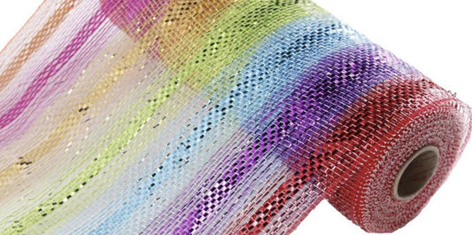 Multi Color Deco Poly Mesh Ribbon 10 Inch x 30 Feet | Red Purple Turquoise Green Orange Pink