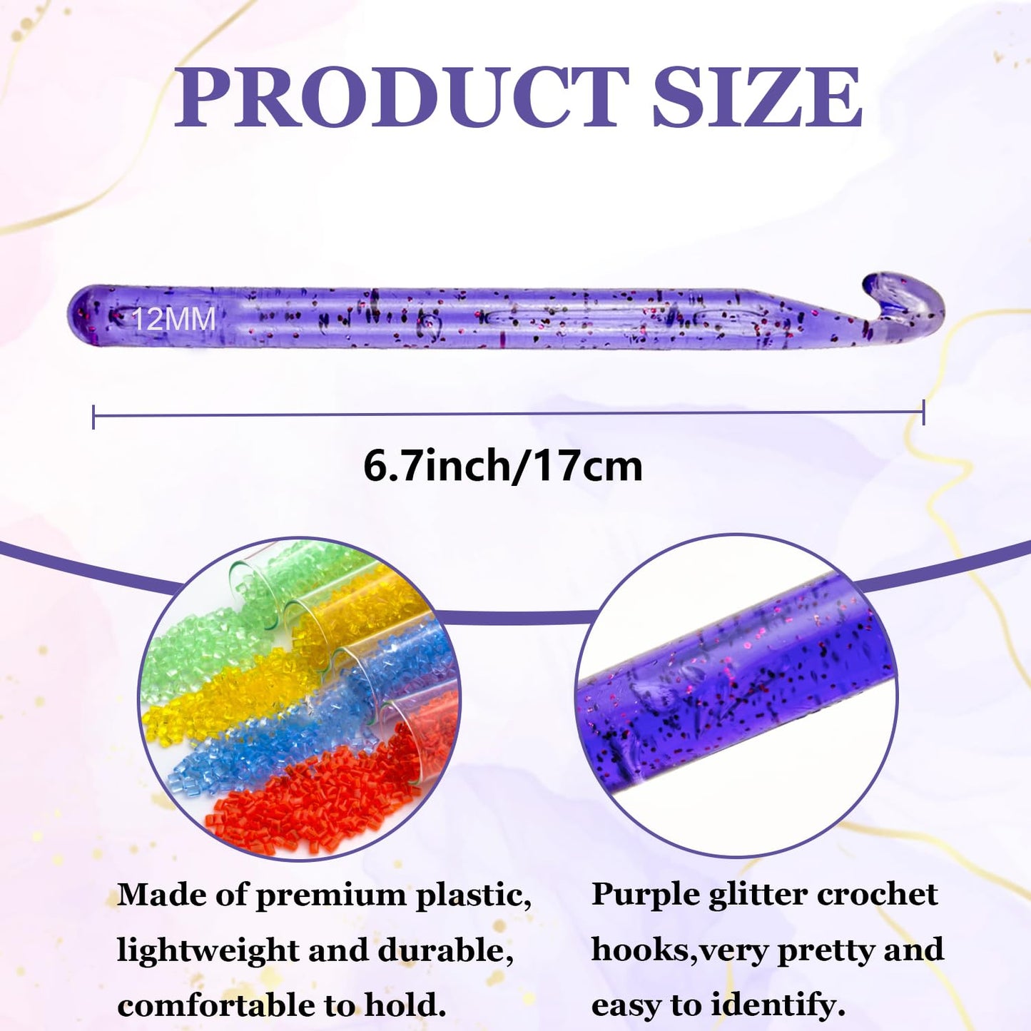Hobekoee 25mm Large Crochet Hook for Chunky Yarn,Ergonomic Crochet Needles for Arthritic Hands,Plastic Crystal Smooth Crochet Hooks for Handmade DIY Crocheting