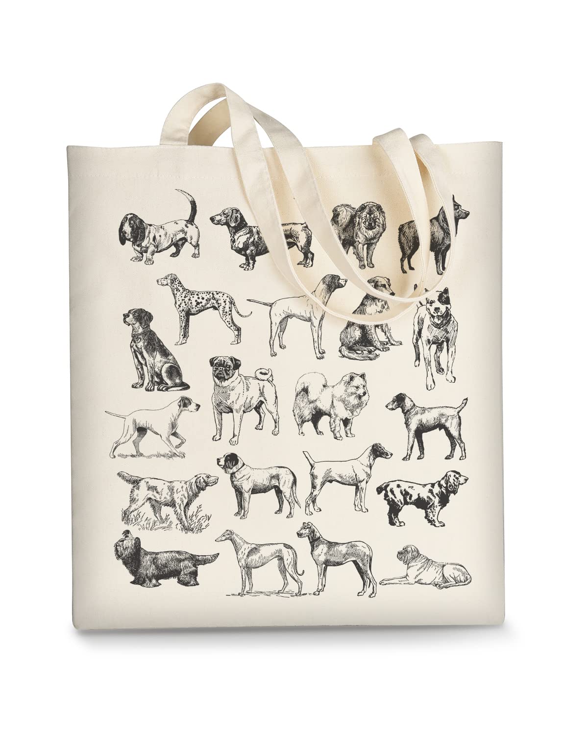 AUSVKAI Canvas Tote Bag Aesthetic for Women, Cute Trendy Dog Hand Drawn Reusable Cloth Cotton Bags with Handle for Grocery College Shopping Beach