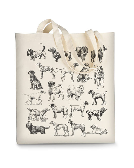 AUSVKAI Canvas Tote Bag Aesthetic for Women, Cute Trendy Dog Hand Drawn Reusable Cloth Cotton Bags with Handle for Grocery College Shopping Beach