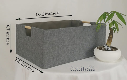 Storage Bin for Shelves Rectangle Closet Baskets Foldable Box with Handles Gray Shelf Baskets Toy Boxes for Home Office Car Dormroom