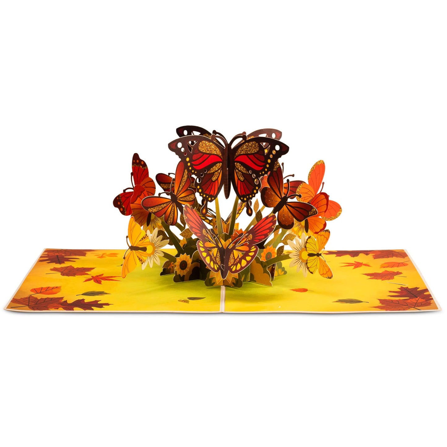 Paper Love 3D Fall Butterflies Pop Up Card, For All Occasions, Birthday, Thanksgiving, Thinking of You, Sympathy or Just Because - 5" x 7" Cover - Includes Envelope and Removable Note Tag