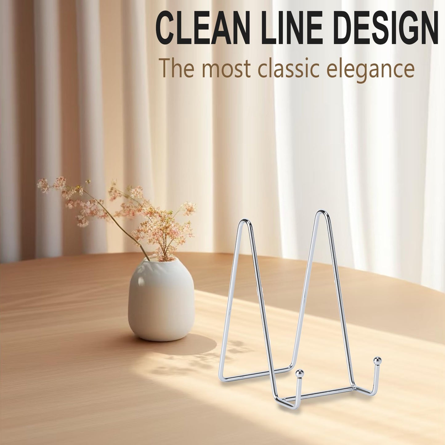 Hoewina Plate Stands for Display, Plate Holder Display Stands, Metal Frame holder stand for Book, Picture, Decorative Plate, Photo and Platter, Tabletop Art (6IN 3PCS-Silver)
