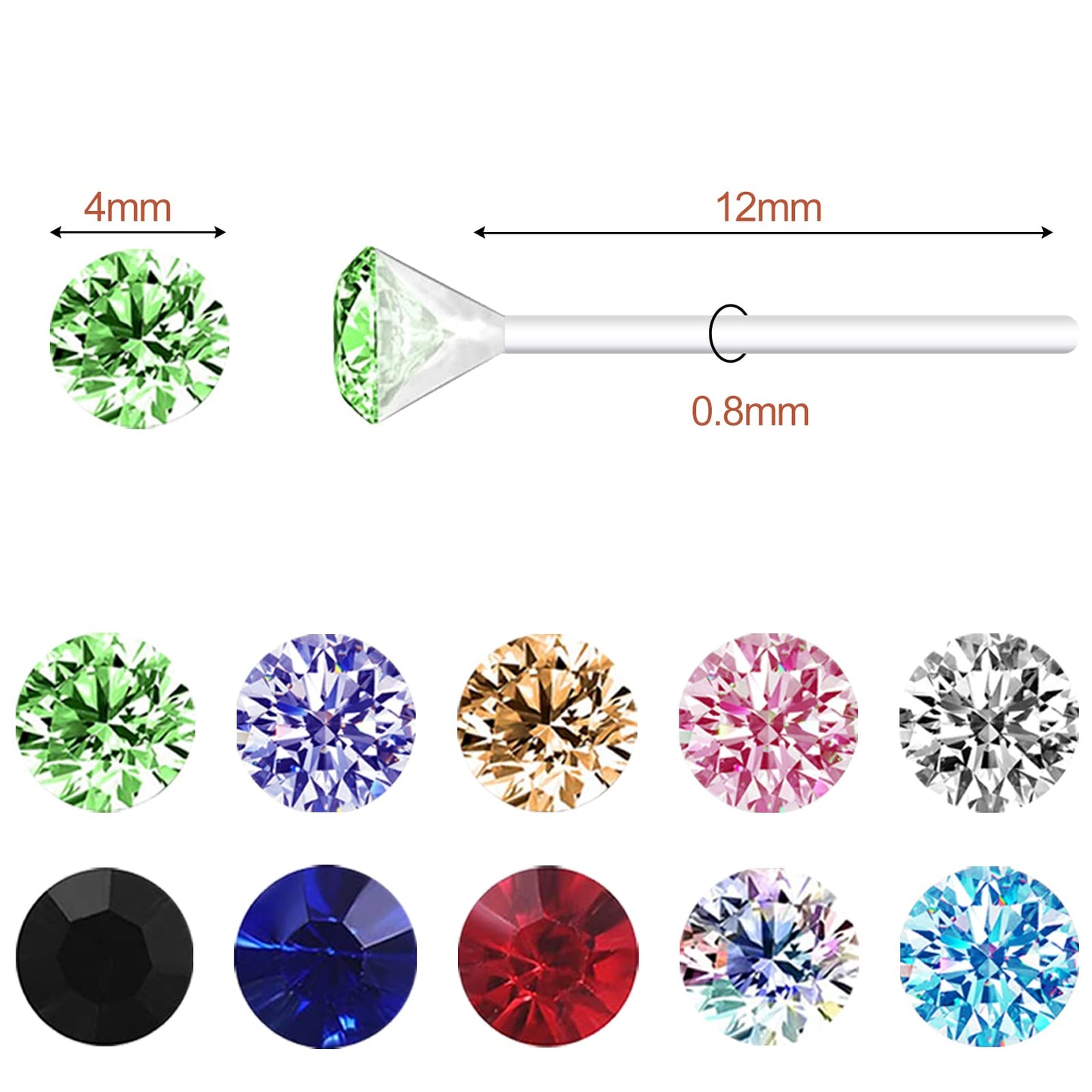 Plastic Earrings,80pcs Colorful Cubic Zirconia Earrings for Gril, medical grade plastic Post earrings for sensitive ears, 3mm stud earrings for women hypoallergenic