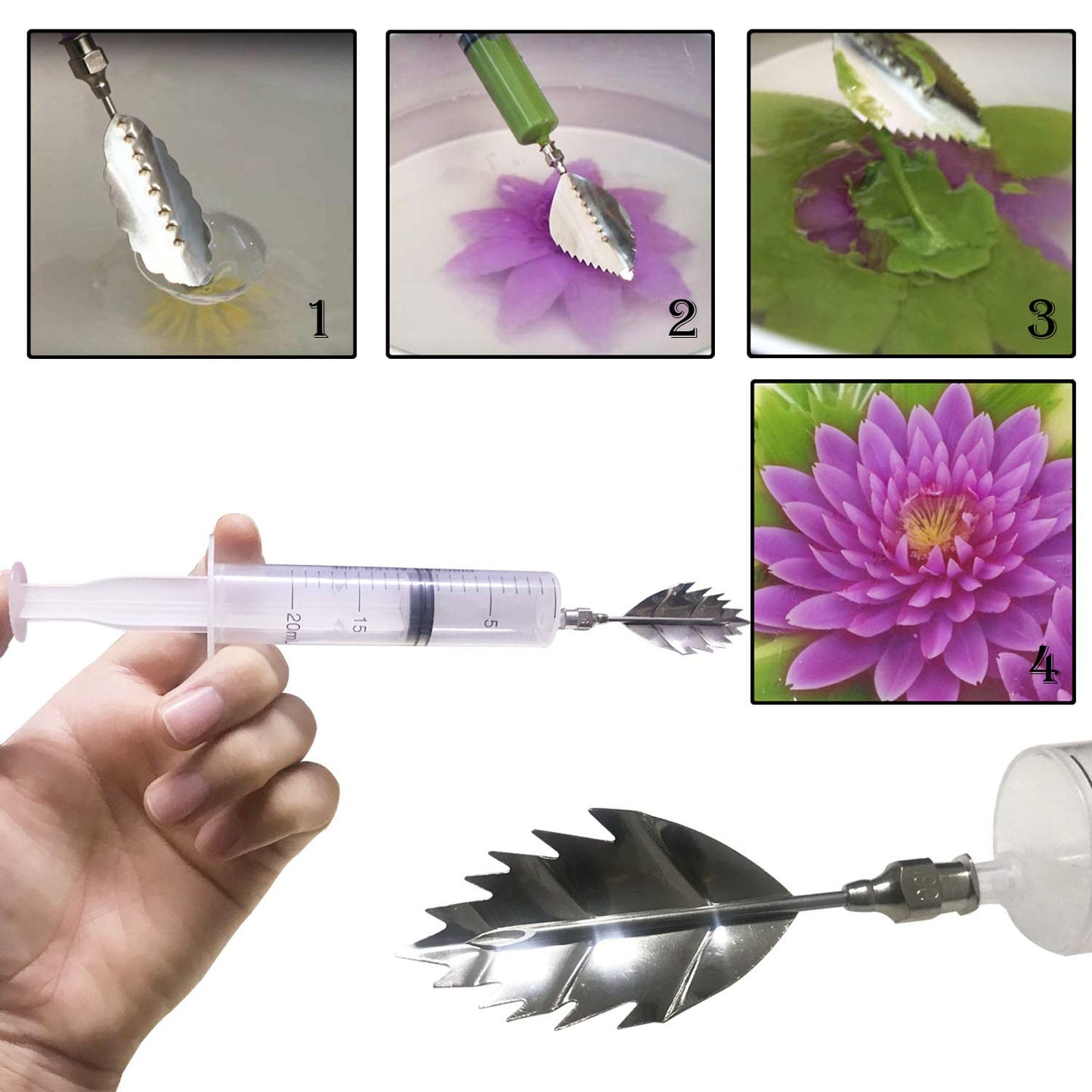Woohome Art Cake Tools, 22 PCS 3D Gelatin Jelly Tools Includes 20 PCS Gelatin Tools and 2 PCS 10ml Syringe Pudding Pastry Nozzles for Cake Decoration, Jelly Cake making