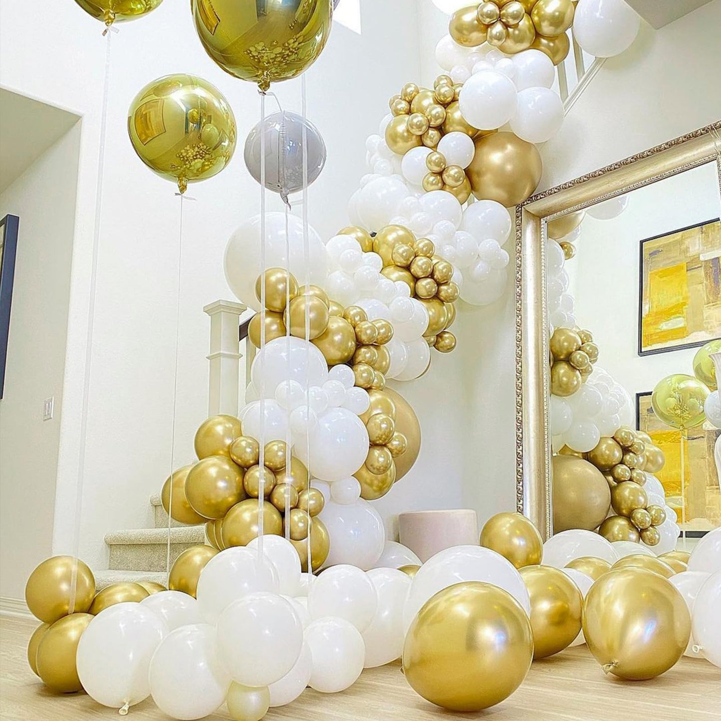PartyWoo Metallic Gold Balloons, 140 pcs Gold Metallic Balloons Different Sizes Pack of 18 Inch 12 Inch 10 Inch 5 Inch Gold Balloons for Balloon Garland or Balloon Arch as Party Decorations, Gold-G101