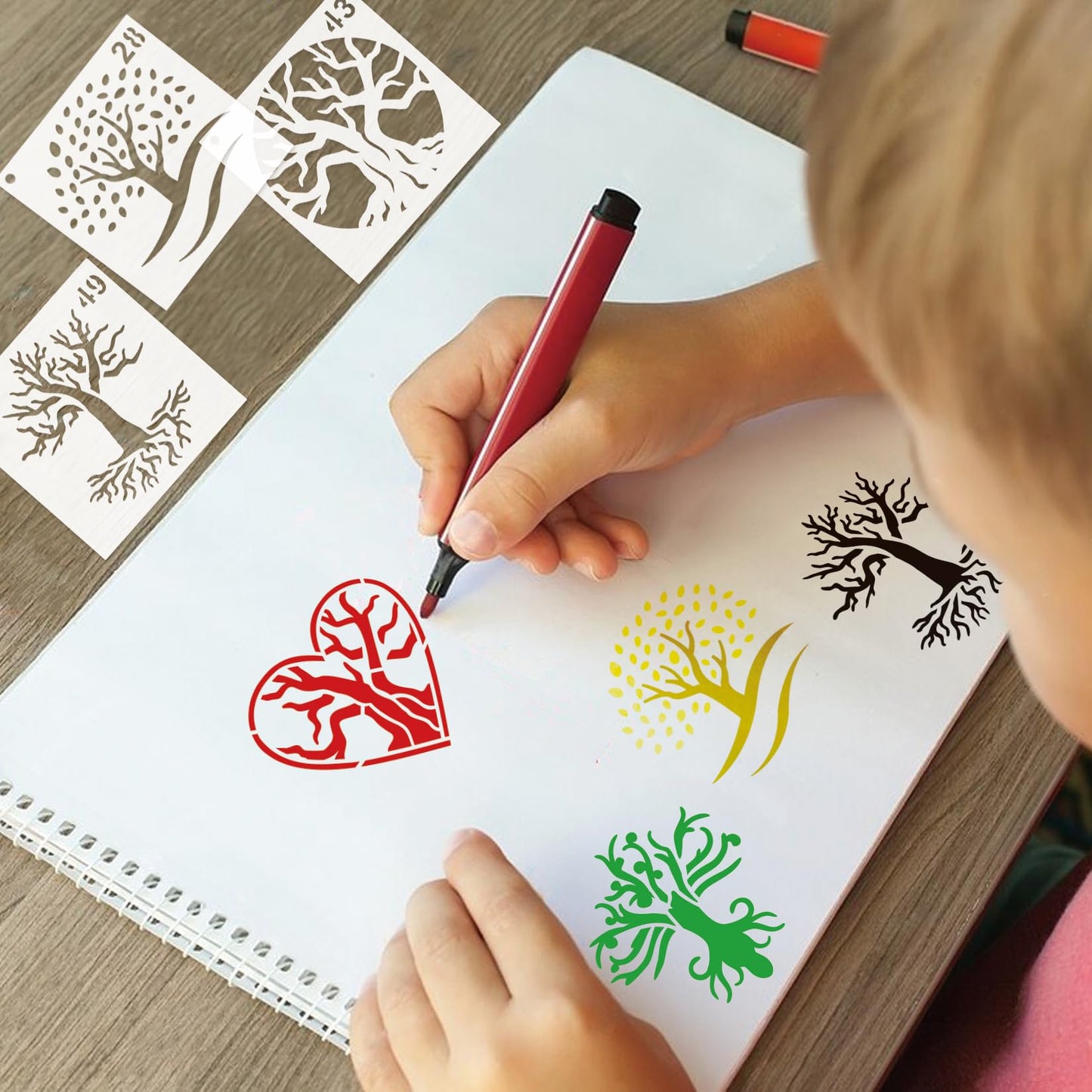 Small Stencils for Painting on Wood Reusable, 3 Inch Reusable Stencil for Craft Ornament Paint Template Stencils for Wall Card Rock Wood Signs Coasters Canvas Home Decor(Tree)