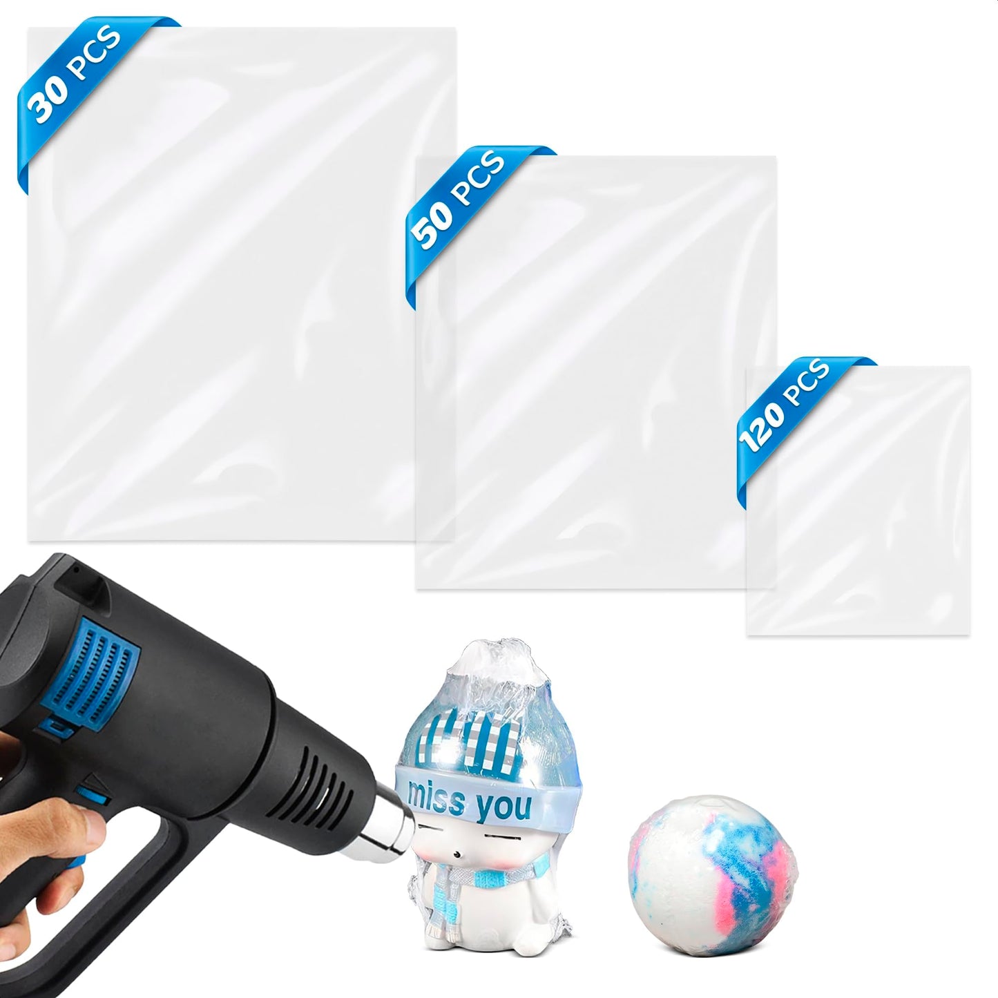 200Pcs Heat Shrink Wrap Bags - 3Sizes Shoe Shrink Wrap Bags for Gift Baskets Soap Packaging Bags Clear Heat Shrink Bags - Heat Wrap Clear Cellophane Bags Clear Gift Bags Heat Seal Bags Shrink Wrap Bag