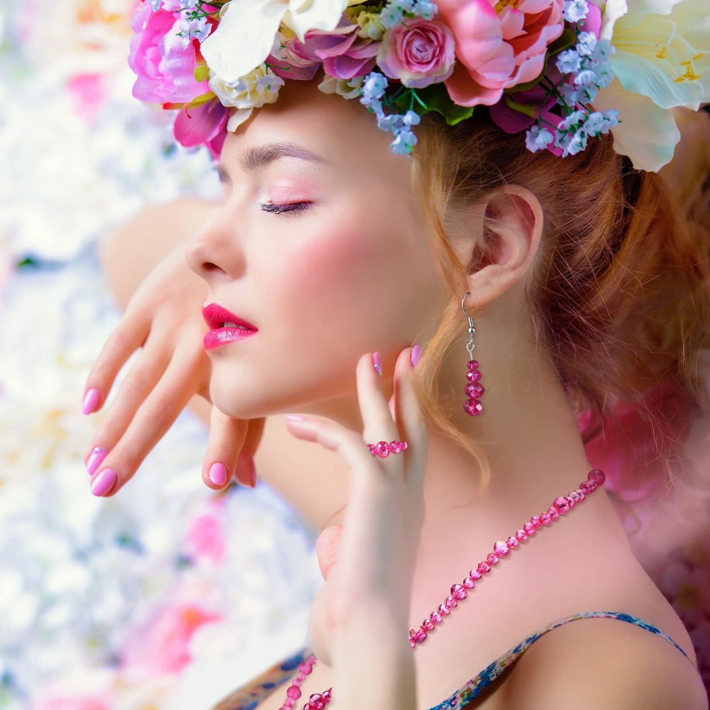 600 Pcs Crystal Glass Beads for Jewelry Making Bulk Faceted Gemstone Rondelle Loose Beads for Bracelet DIY Crafts 8 mm, 6 mm, 4 mm(Rose Red)