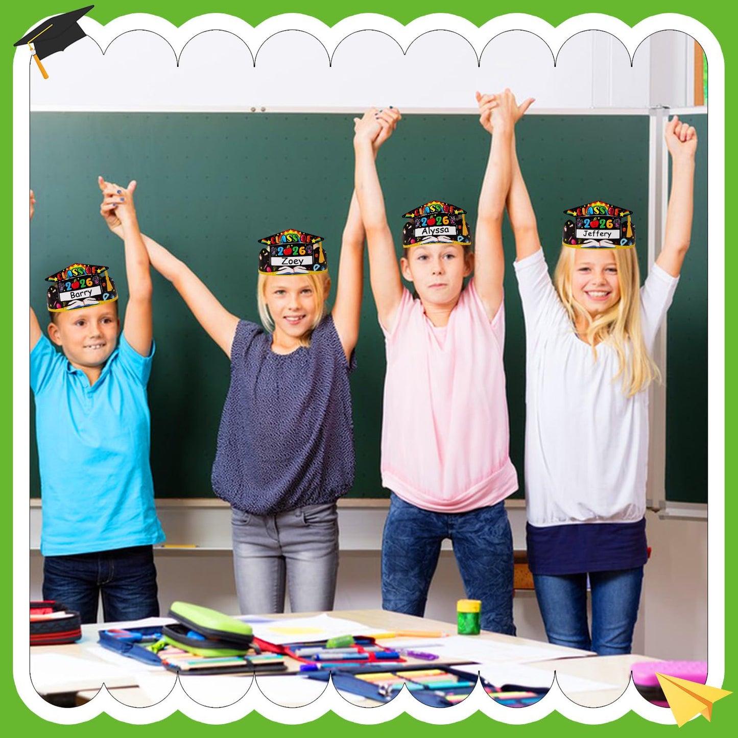 SICOHOME Kids Preschool Graduation Caps - 24 Hats Kids Pre-k Adjustable Paper Graduation Congrats Hats and Decorations for Class of 2026 Party Favors Kindergarten Student Grad