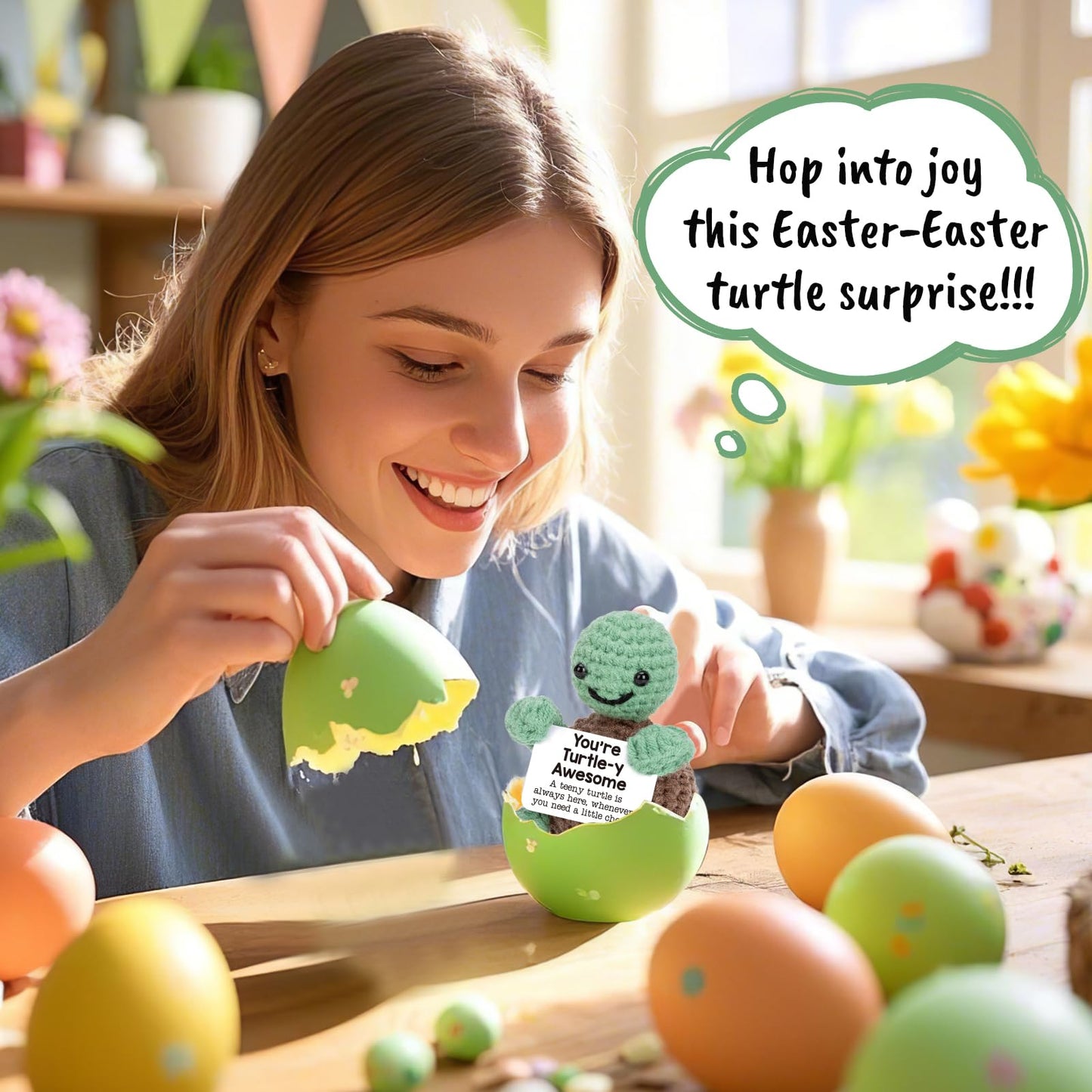 Mini Funny Turtle Easter Basket Essentials Stuffers for Teens Easter Gifts for Kids Teen Girls Boys, Birthday Gifts for Women Men Mothers Day Graduation Teacher Appreciation, Positive Emotional Turtle