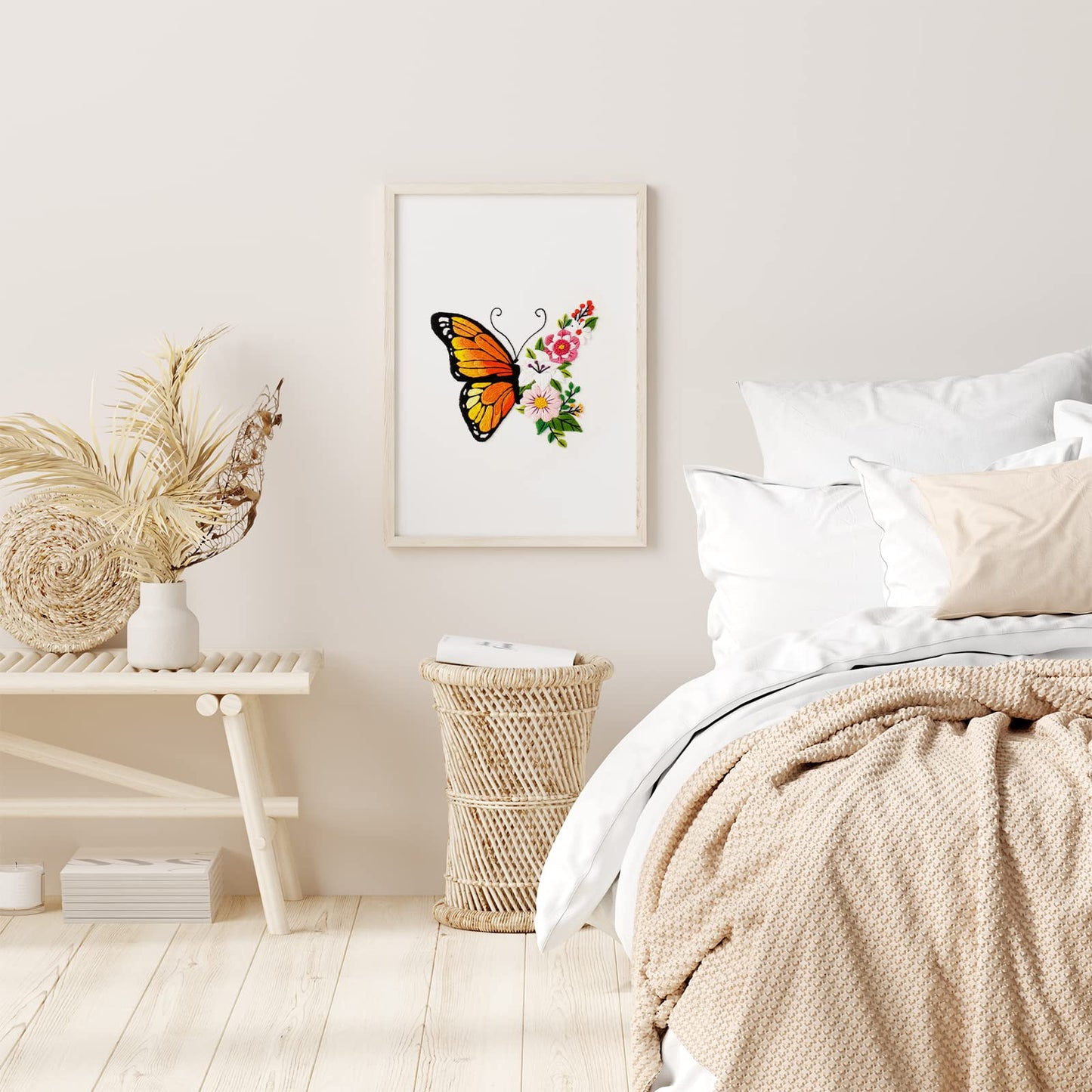 Louise Maelys Butterfly Flower Embroidery Kits Stamped Cross Stitch Kit for Adults Beginners Needle