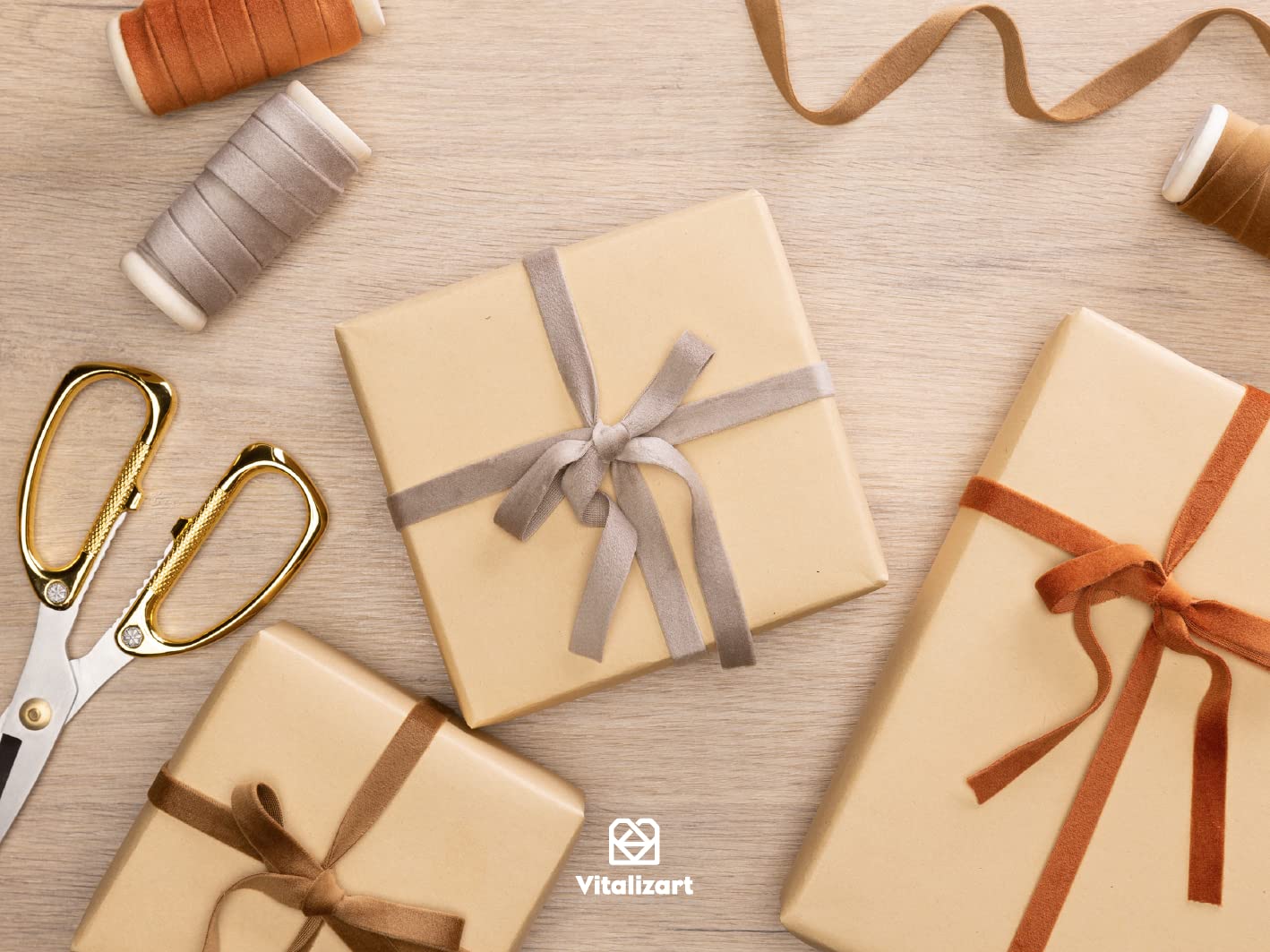 Vitalizart Fall Velvet Ribbon Set 3/8" x 15 Yd Wooden Spool Fabric Trim 3 Rolls * 5 Yd for Christmas Wreath Decoration Handmade Craft Ornaments Gift Wrapping & Bow Making