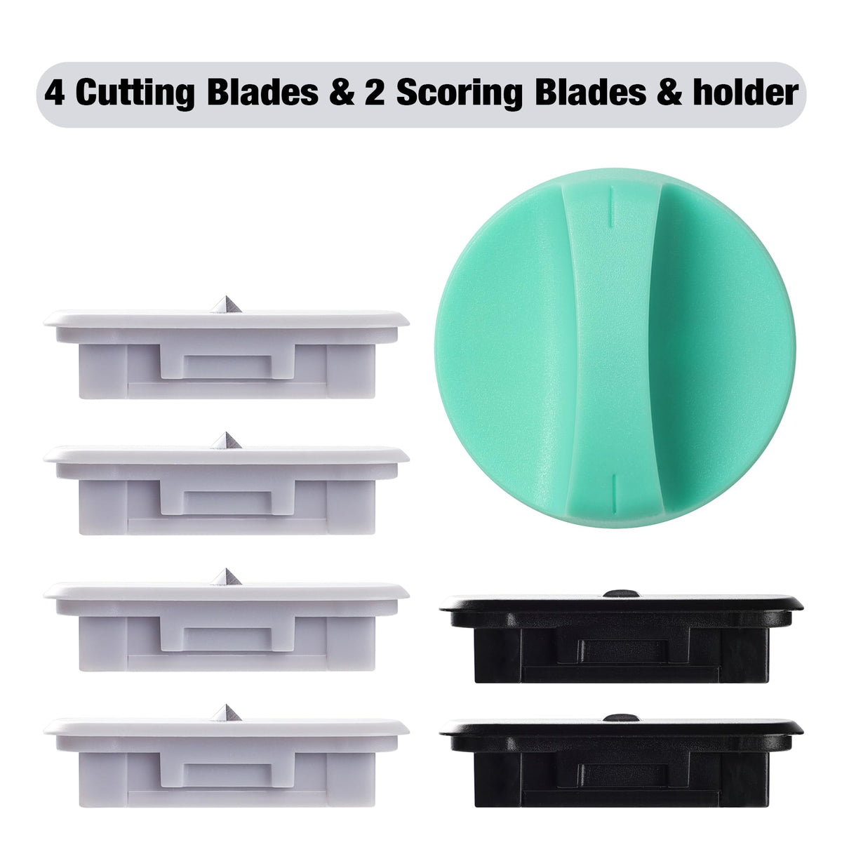 Likart 6-Pack Paper Cutter Replacement Blade kit,Compatible for Cricut Portable Trimmer/Basic Trimmer/Cricut Roll Holder,4 Cutting Blades & 2 Scoring Blades with a Holder,Light Green