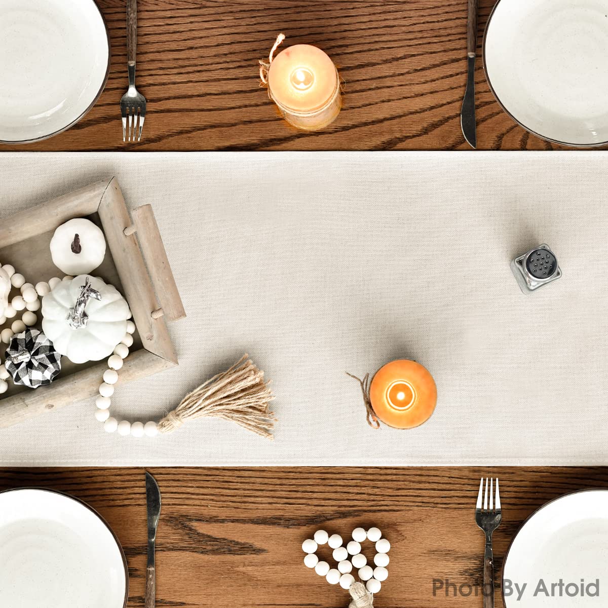 Aqua Hello Pumpkin Leaves Fall Table Runner, Seasonal Autumn Kitchen Dining Table Decoration for Home Party Decor 13x72 Inch