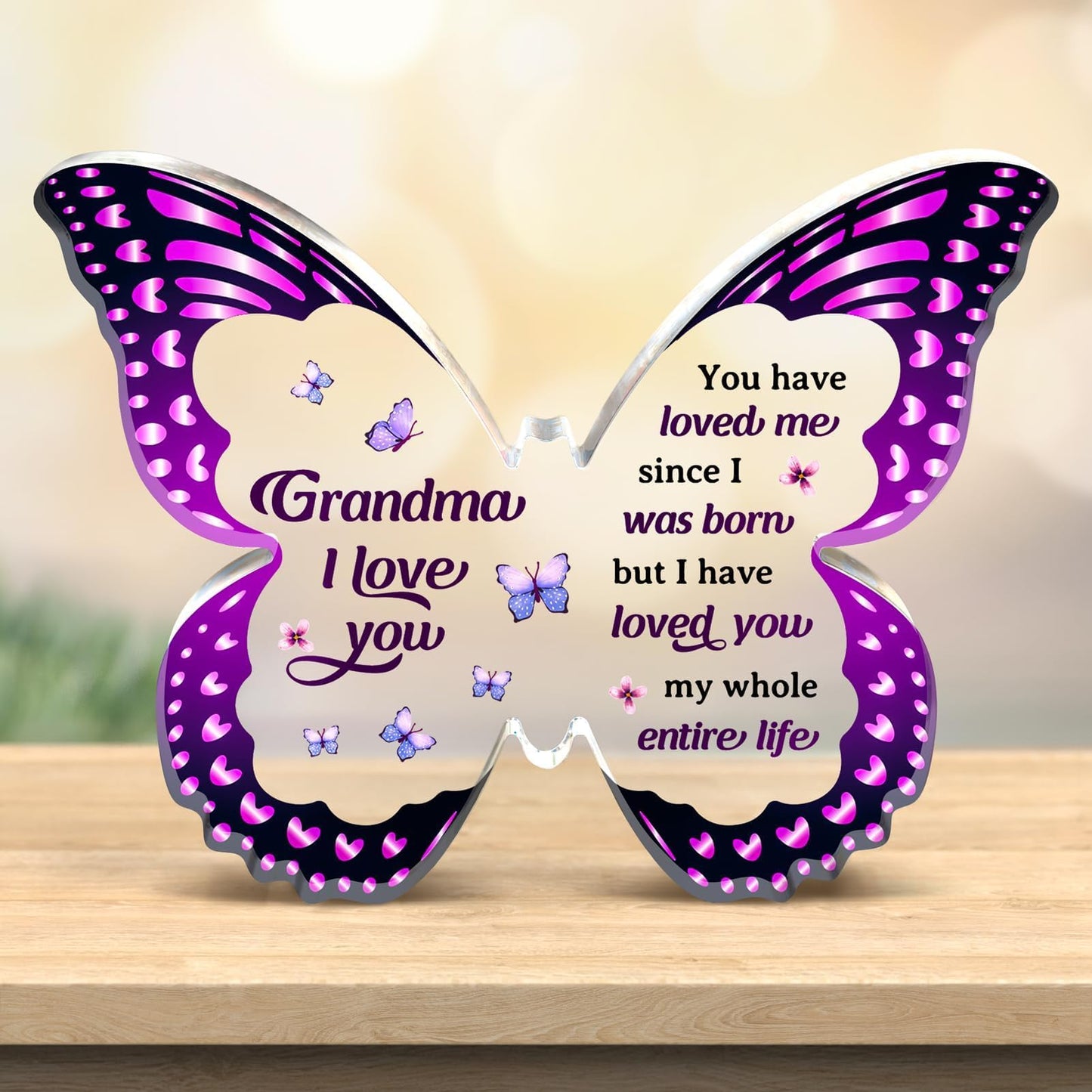 Grandma Gifts, Gifts for Grandma from Grandkids - Butterfly Acrylic Decorations - Birthday Valentines Mothers Day Prensent for Grandmother from Grandkids