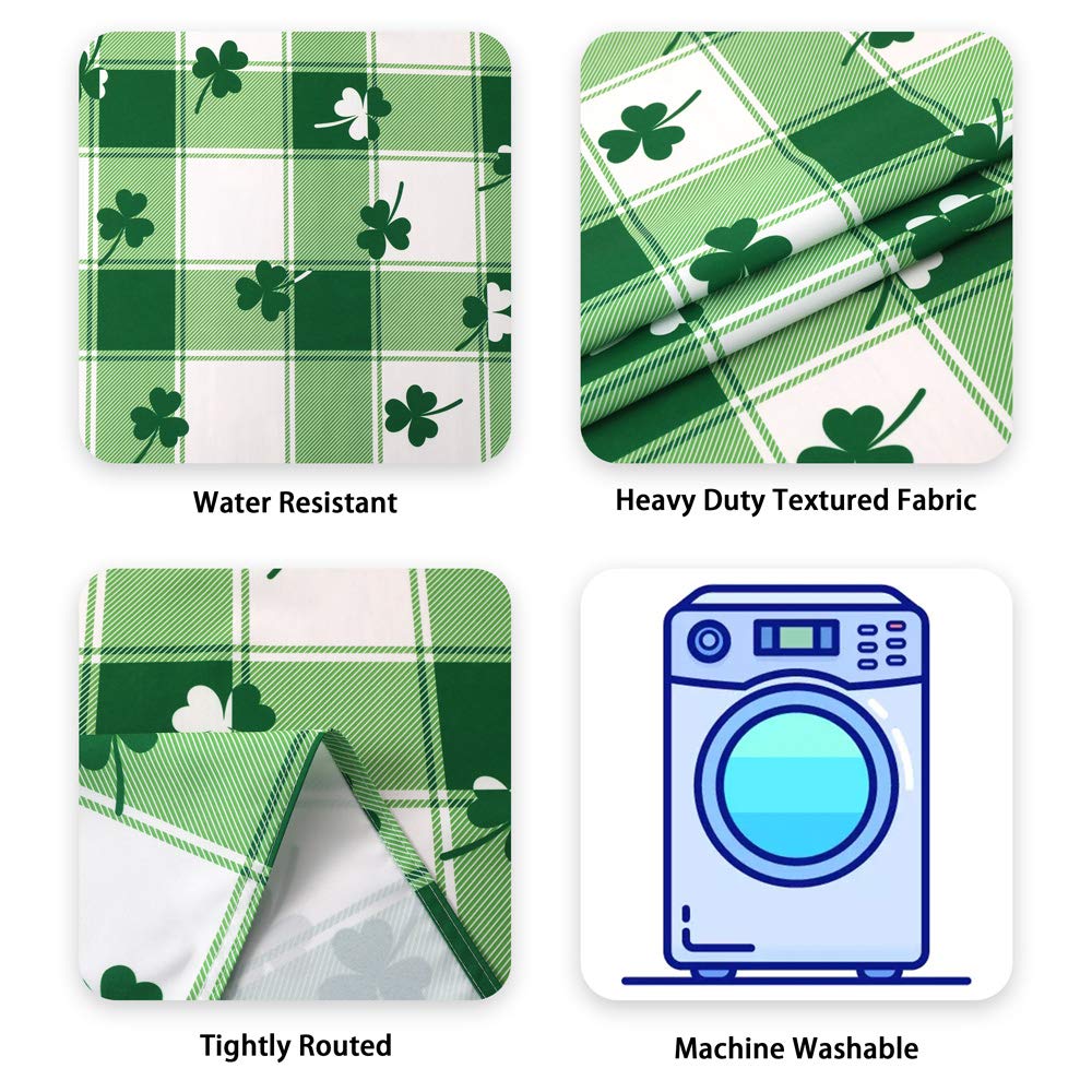 St. Patrick's Day Checkered Rectangle Tablecloth - Waterproof and Washable Holiday Green Shamrock Table Cloth Decorative Table Cover for Outdoor, Indoor Party Dining Room, 60 x 84 Inch