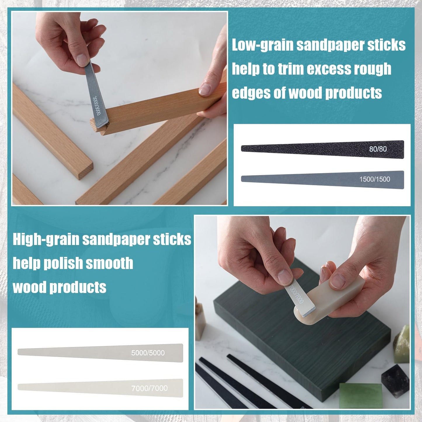 20 Pcs Sanding Sticks for Plastic Models Polishing Sticks Assorted Metal and Wood Sanding Tools Accessory for Model Craft Amateur Beginner(Low Grits and High Grits,Groovy Style)