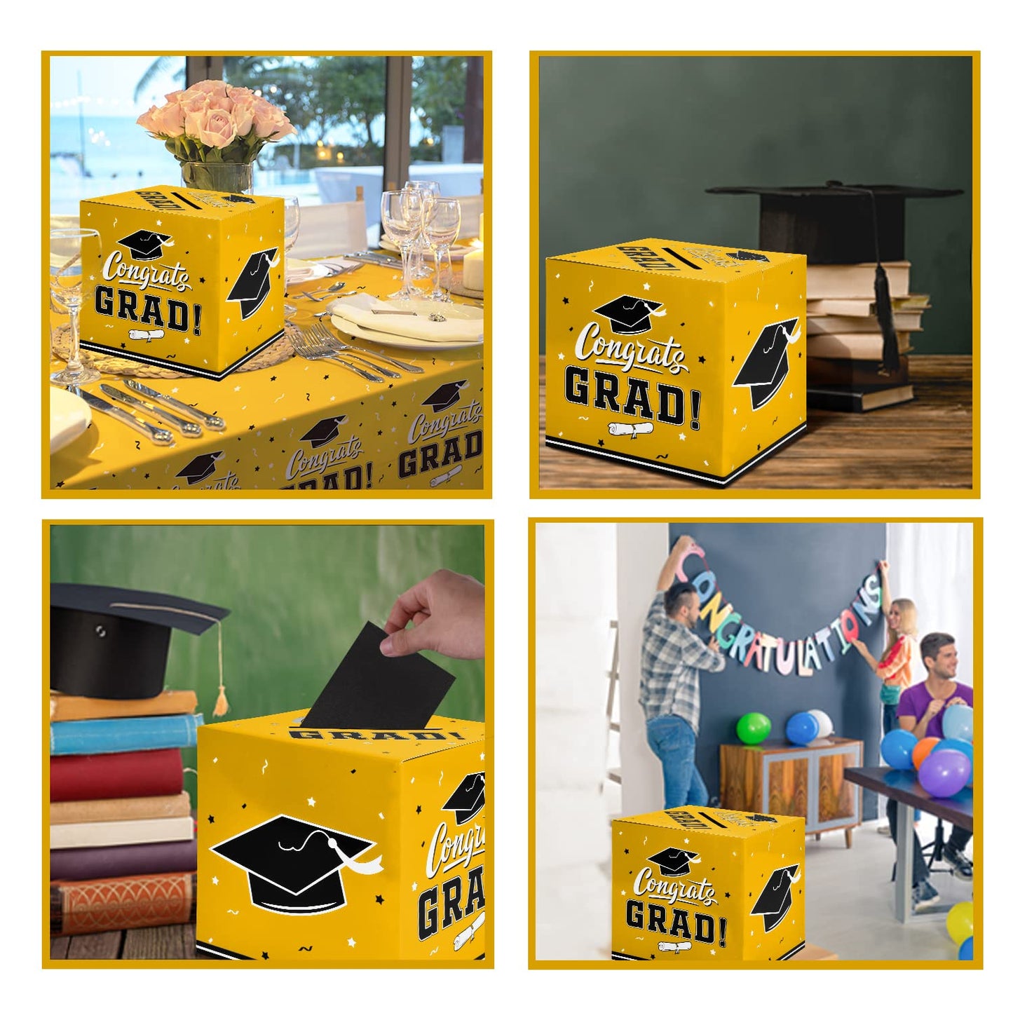 Gatherfun Graduation Decorations - Graduation Card Box, Party Favors, Yellow