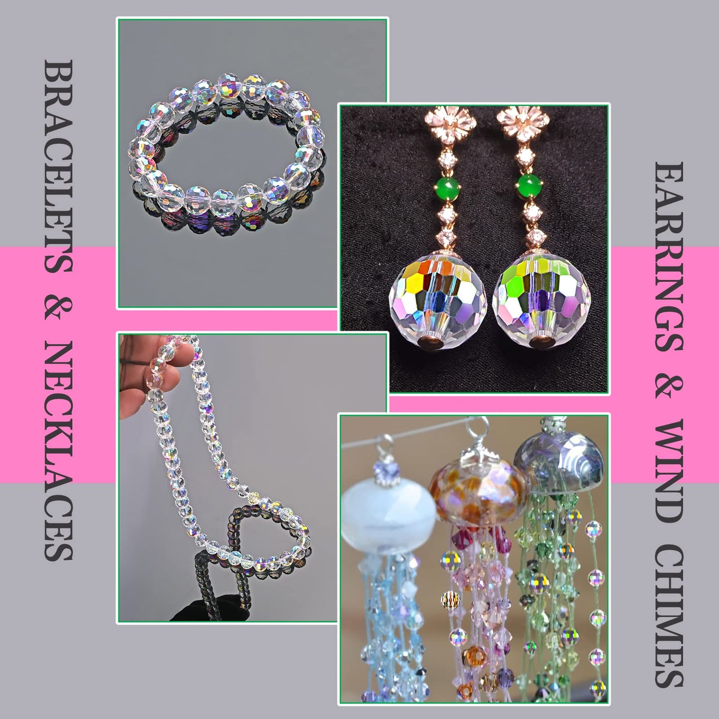 Crystal Glass Beads for Jewelry Making, 80 Pieces Crystal Beads, 10mm Glass Beads, Round Faceted Beads Bulk for Craft Necklace Bracelet Earring (AB Color)