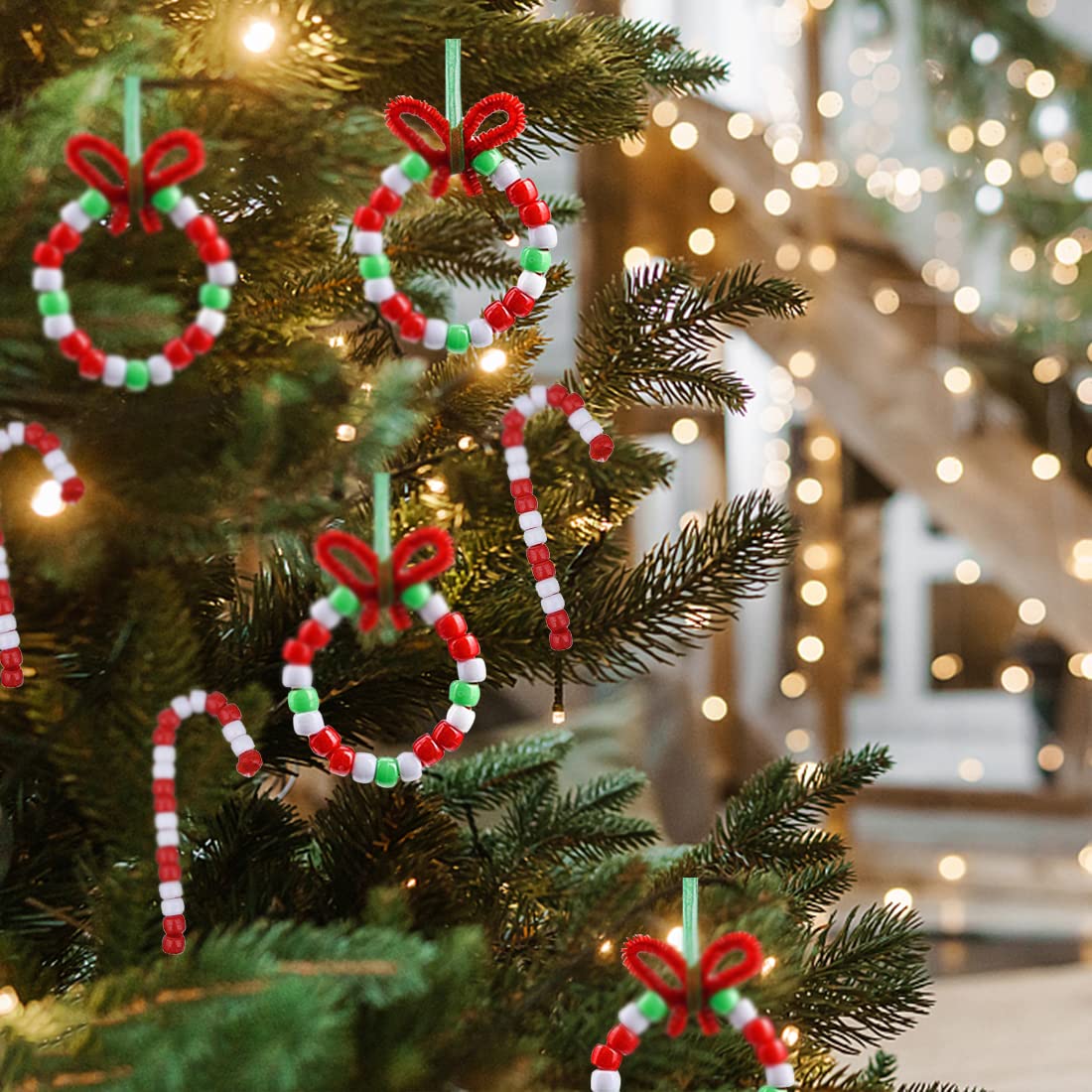 MIIIM 1000PCS 6x9mm Pony Beads Bulk for Christmas, Bracelets Making Kit, Kandi, Hair Braids, Craft Jewelry Making (Christmas)