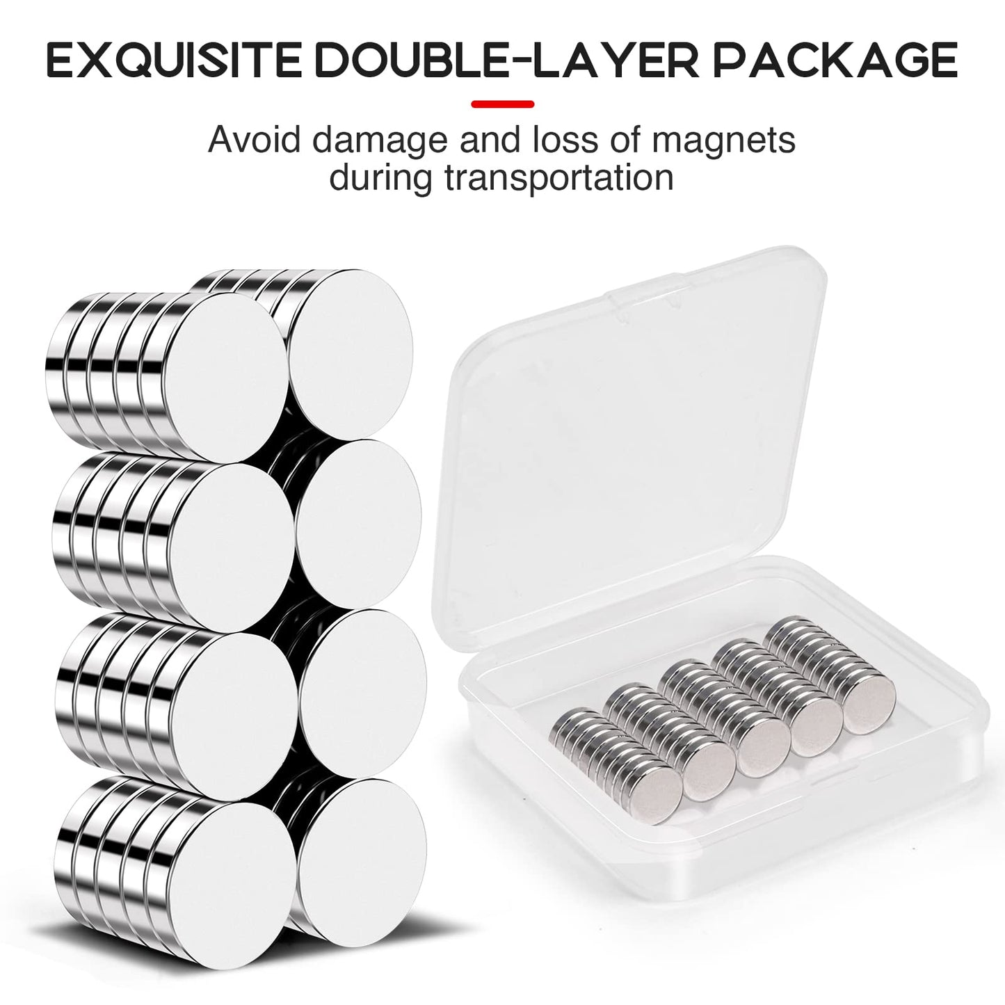 VSKIZ 45 PCS Refrigerator Magnets, 12x3mm Small Round Rare Earth Magnets for Crafts, DIY, Fridge, Whiteboard, Office, Dry Erase Board