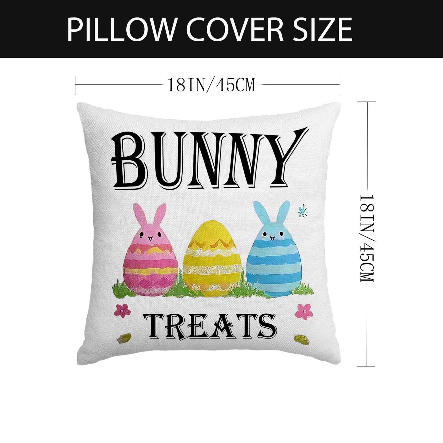 Easter Pillow Covers 18 x 18 Inch,Easter Decorations for Home,Set of 4 Happy Easter Hunny Bunny Pink Blue Decorative Throw Pillow Covers Spring Farmhouse Decor