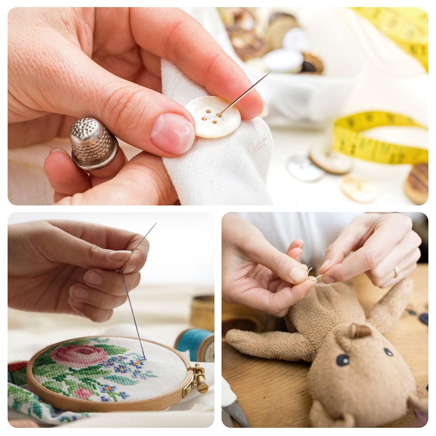 FIVEIZERO Premium Hand Sewing Needles Set,90-Count Assorted Embroidery Needles with threaders,Thread Removal Knife, Thimble,Soft Tape Measure for Hand Sewing Repair