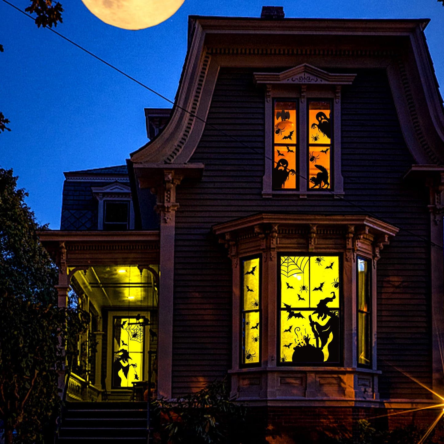 Large Halloween Window Clings Decorations Halloween Window Silhouette Decorations Scary Witch Silhouette Halloween Stickers for Window