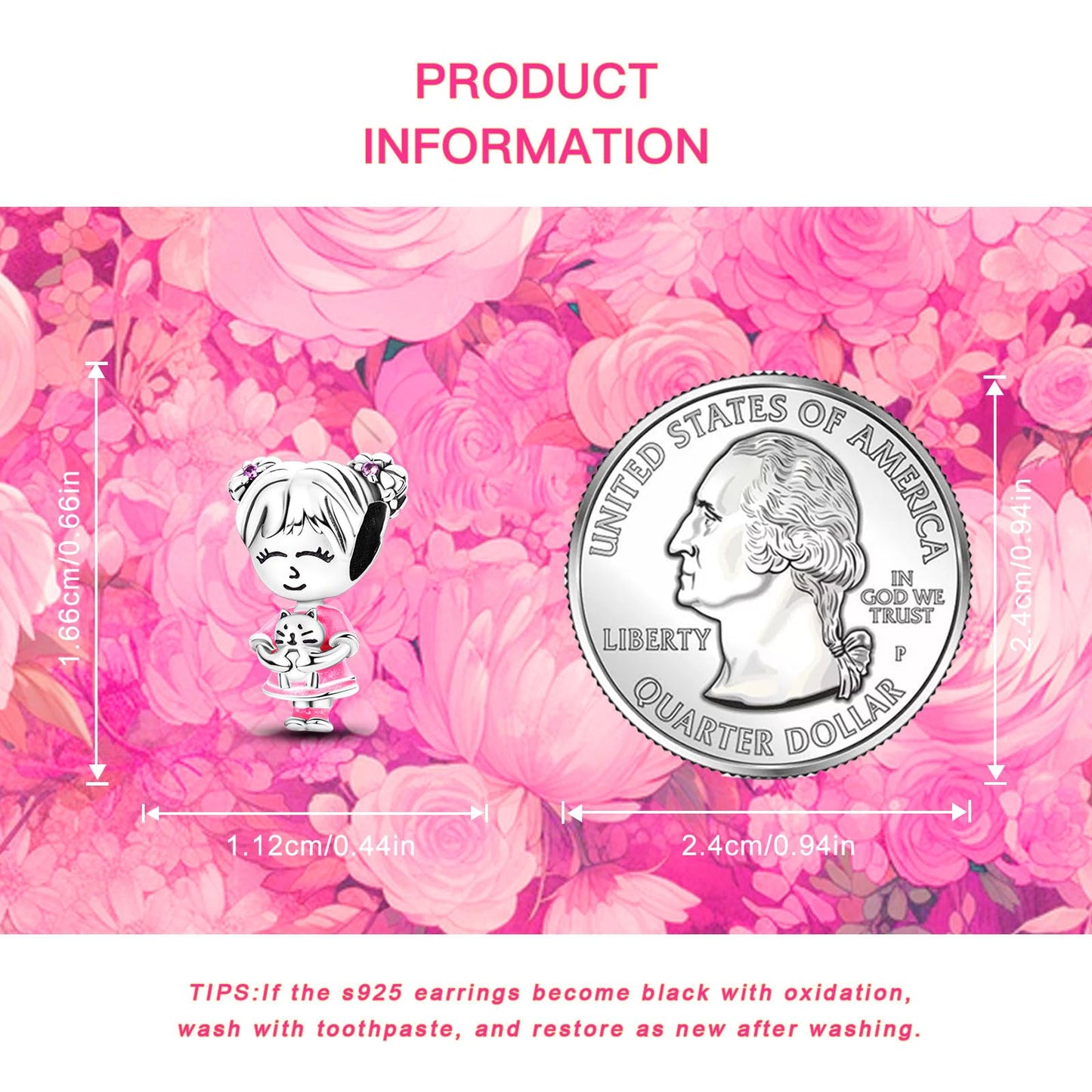 NUJIFFY 925 Sterling Silver Charms Bead for Bracelets & Necklaces, Pink Cat Charms Pendant, Bunny Piggy Bead Animal Charm Bracelets, Cool Graduation Gifts Jewelry for Women