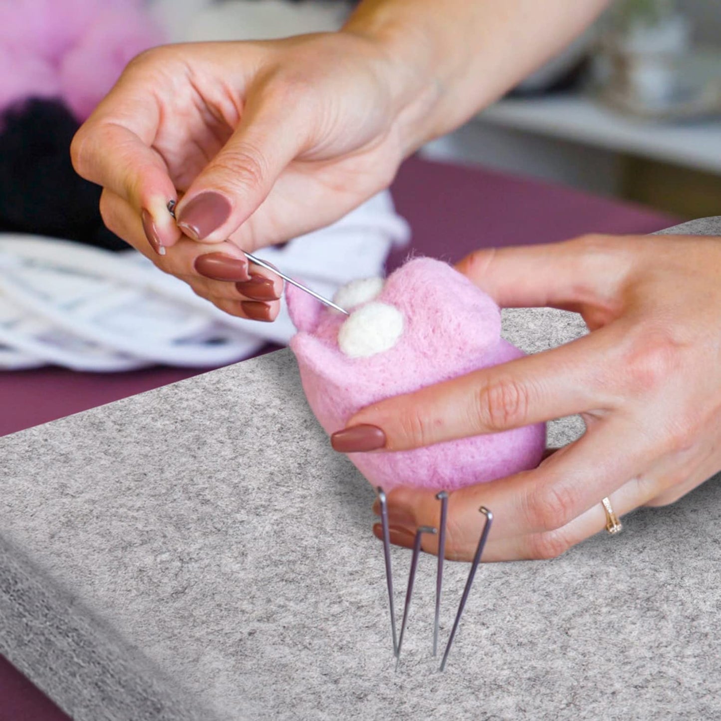 Needle Felting Pad, 8x10x1 inch Needle Felt Mat, 100% Natural Wool, Thick and Firm Felt Base for Precision Felting (10"x8")