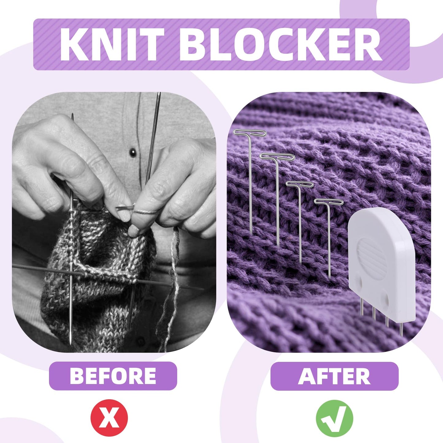 130 Pcs Knit Blockers Kits, Blocking Knit Combs Pins Set for Knitting, Knitting Tools Knitter Crochet, with Flexible Tape Measure Ruler, Silver T-Pins for Sewing Lace or Needlework Projects Device