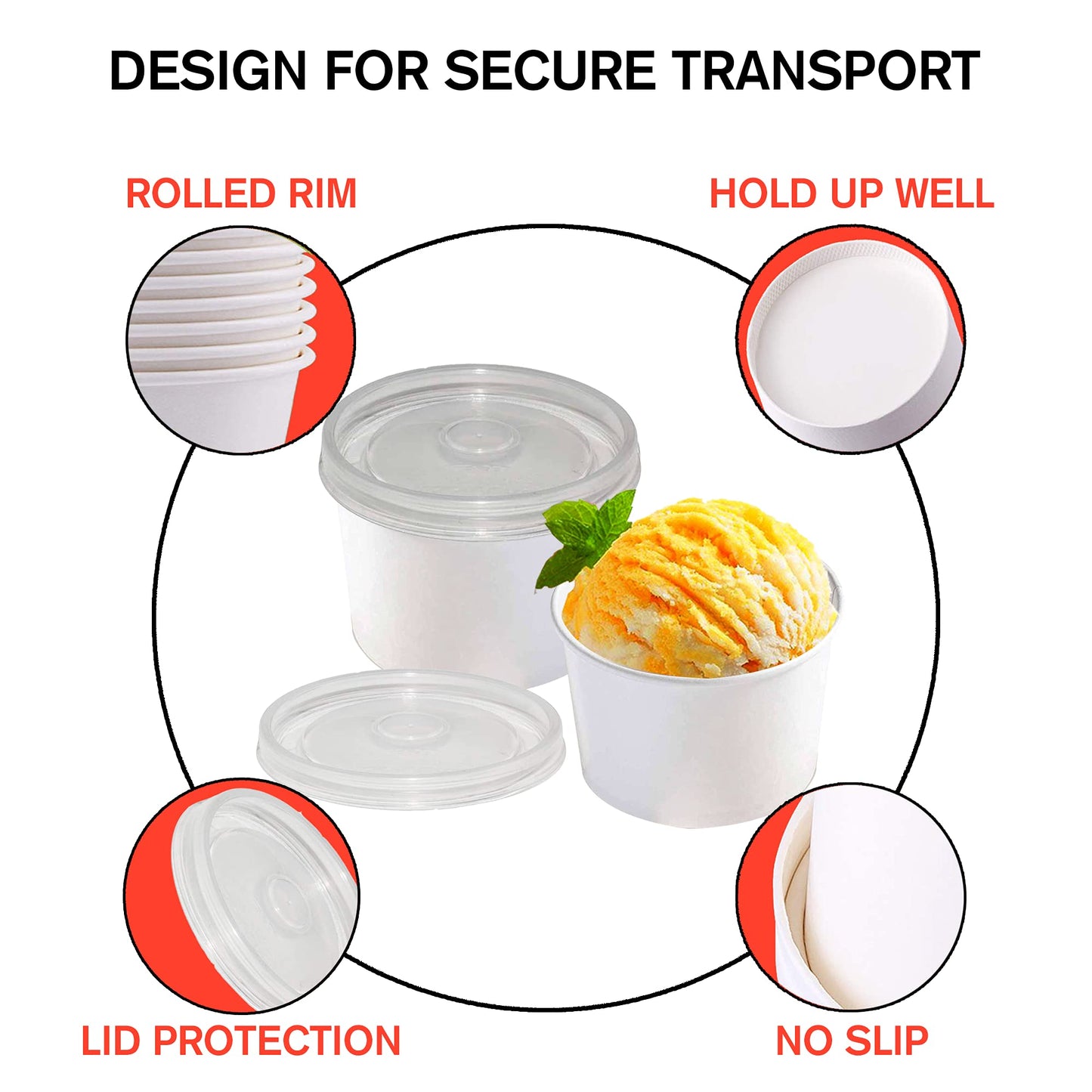 8oz Paper Soup Containers With Lids, Disposable Soup Bowls With Lids, 50 Count,