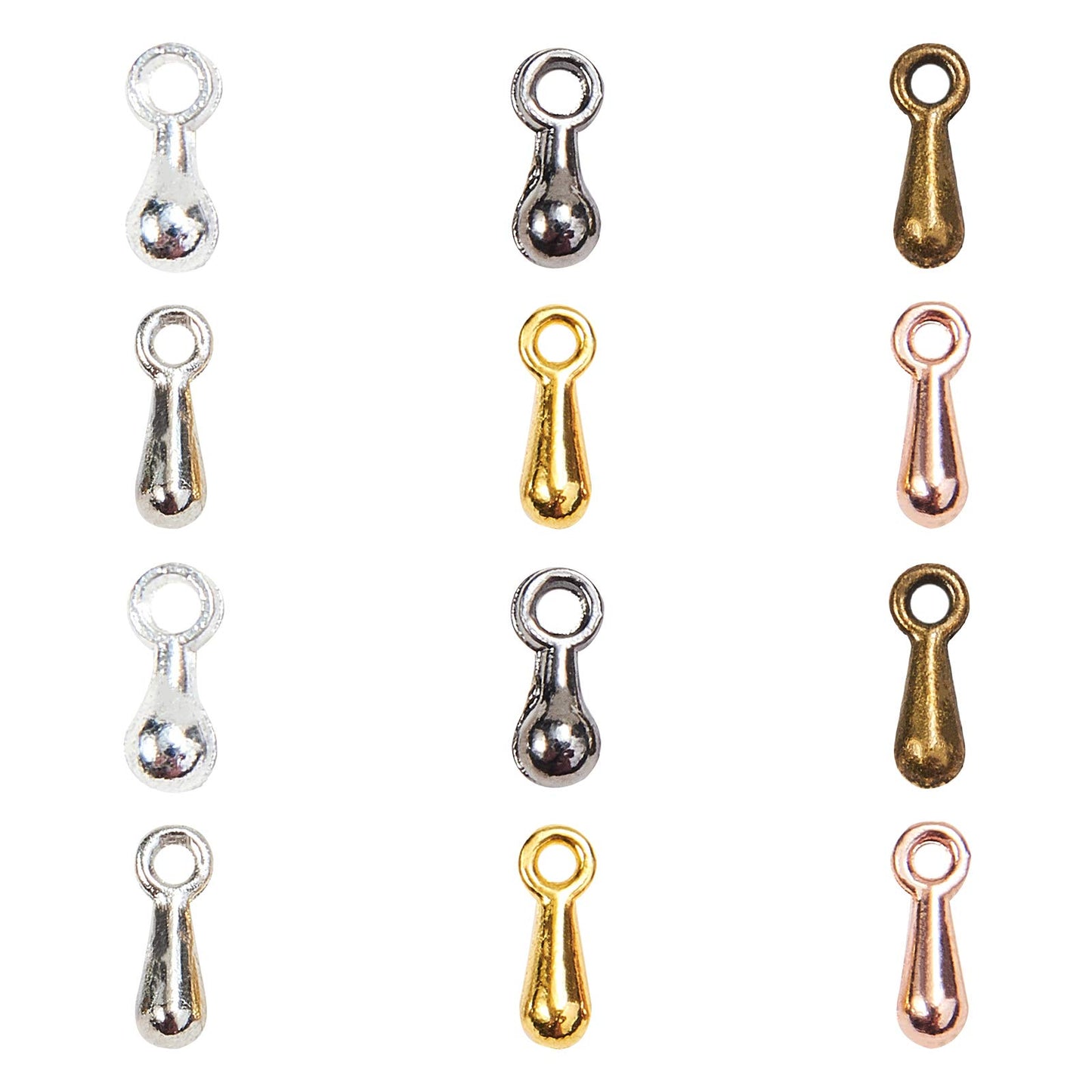 Kitbeads 600pcs Alloy Extender Chain Terminator Charm Tear Drop Dangle End Beads End Piece for DIY Jewelry Findings Necklace Making(6 Colors)