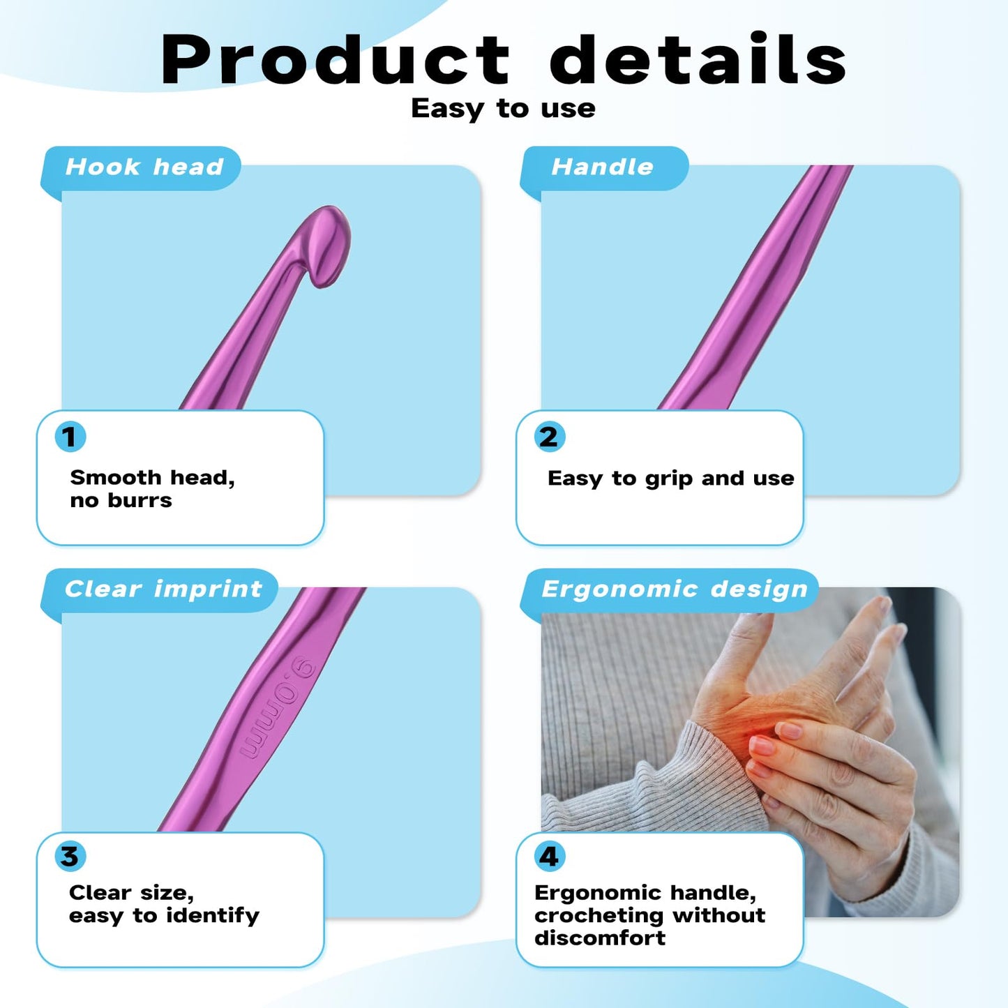 Mayboos 35 Pcs Crochet Hooks Set, Coloured Aluminum Ergonomic Handle Crochet Knitting Needles Craft Yarn for Beginners and Experienced Crochet Hook