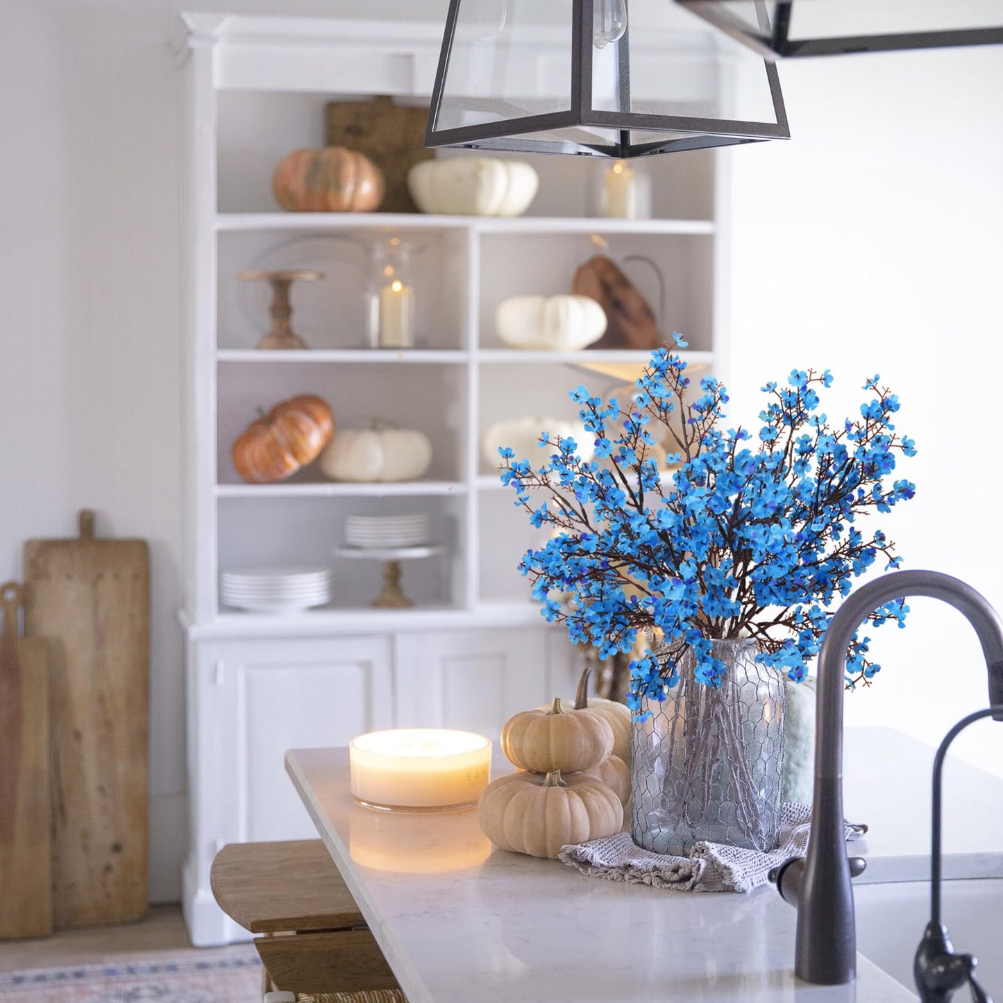 AILANDA 6 Bundles Baby Breath Flowers Artificial Bulk Fake Gypsophila Bouquets Sky Blue Real Touch Silk Floral Arrangements for Table Centerpieces Wedding Home Farmhouse Party DIY Decor