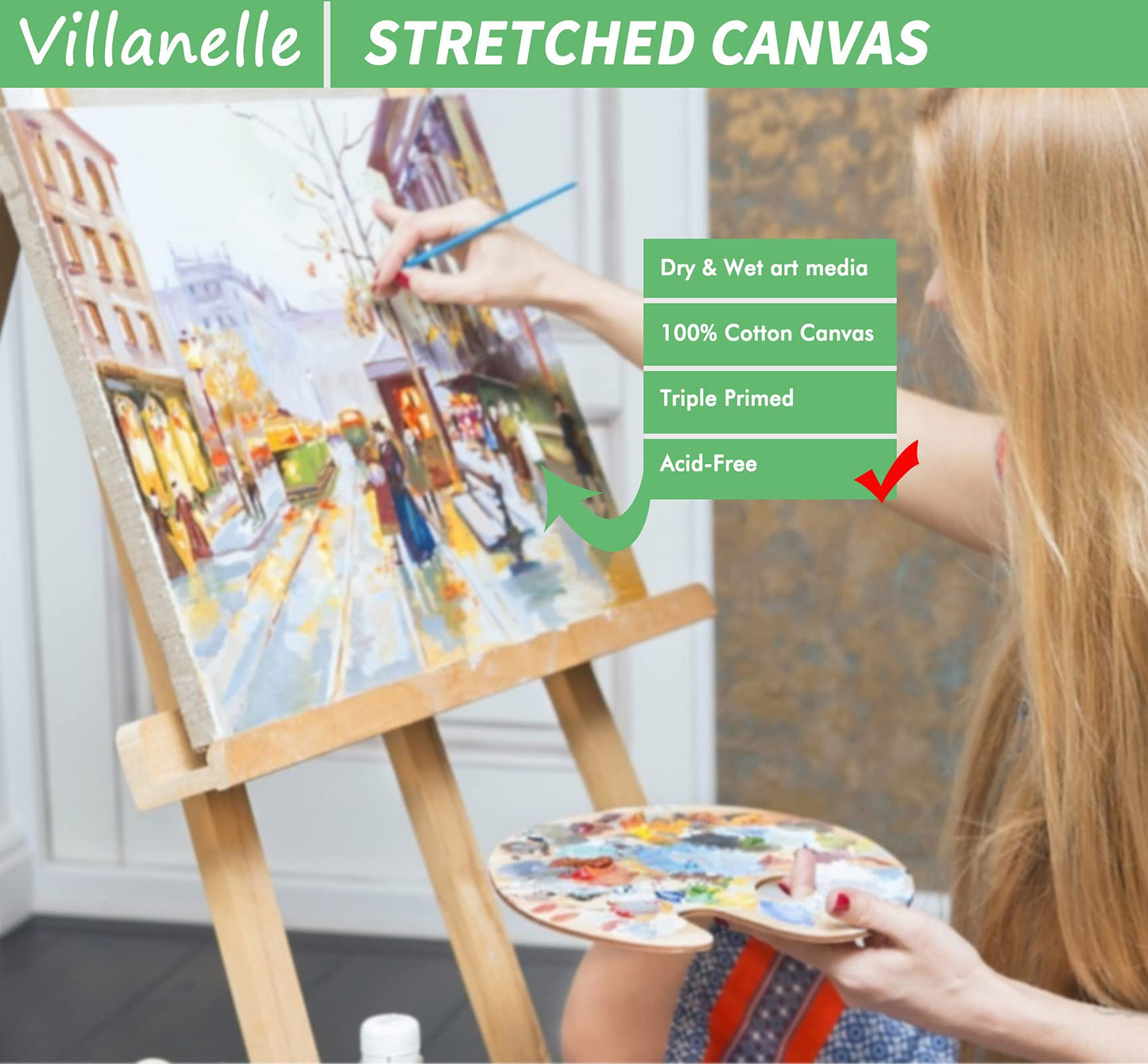 Stretched Canvas, 6x8, 8x10, 10x12, 12x16, 8 Set Artist Canvase Frame Board Panels, 100% Cotton Blank Canvase Oil Acrylic Watercolor Pouring Paint, Acid-Free for Kids & Artists