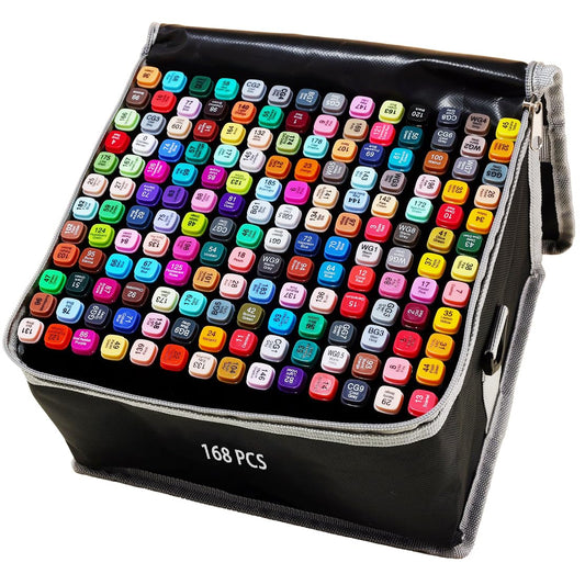 168 Colors Alcohol Markers Artist Drawing Dual Tip Marker Pen for Adult Coloring Painting Supplies Perfect for Kids Boys Girls Students Adult(168 Black Shell)