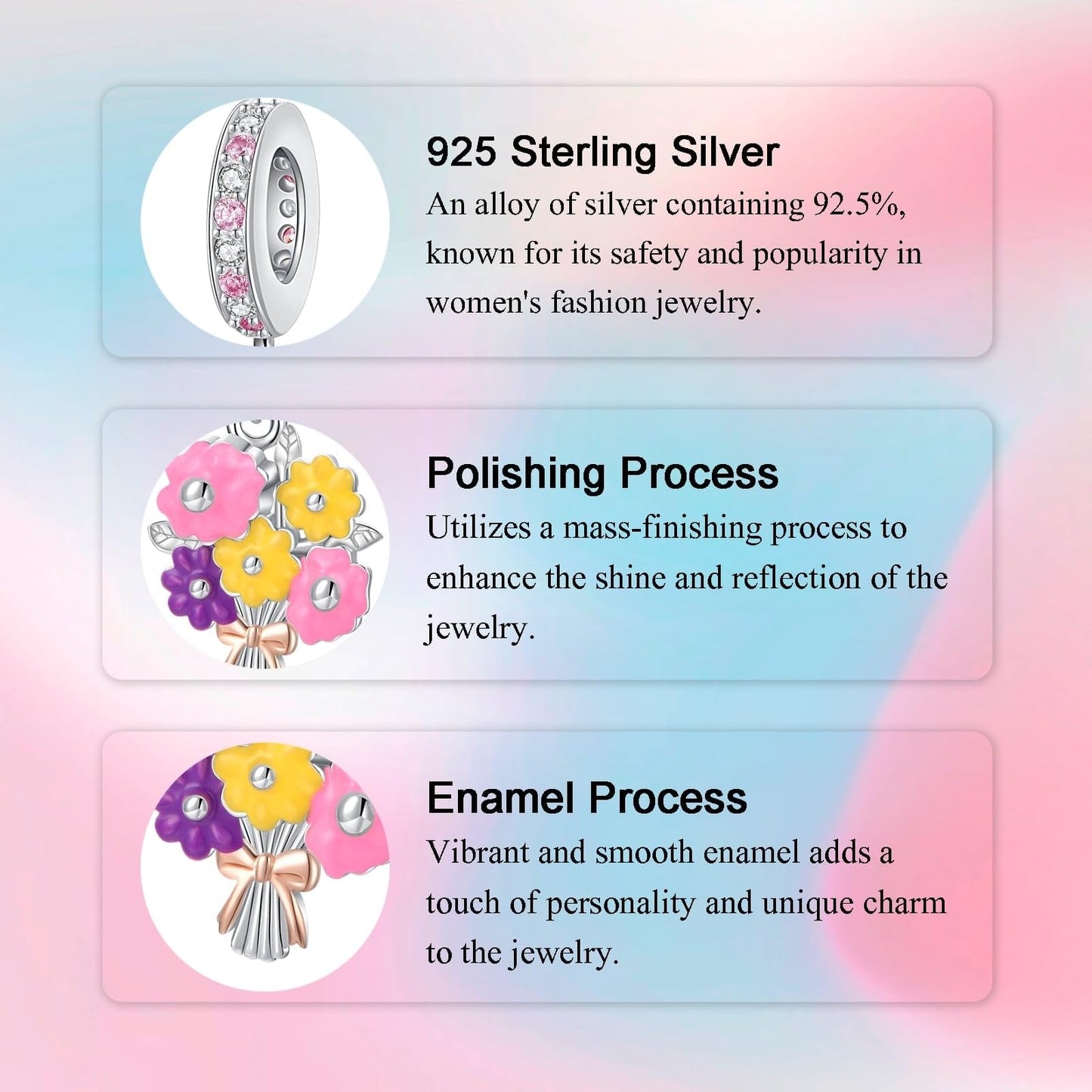 Alstade Blooming Flowers Charm 925 Sterling Silver Charms fits Bracelets and Necklace Pendant Bead Charms Jewelry Present for Women Family Friends