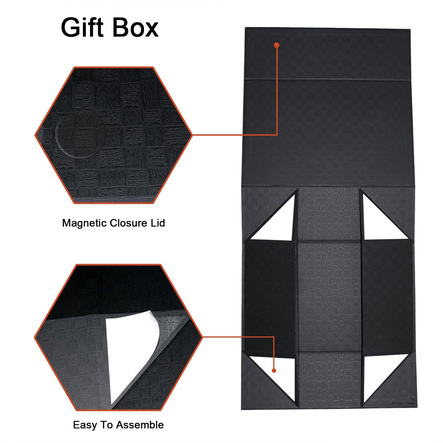 Large Black Gift Box14x9x4.5 inches,Gift Boxes with Magnetic Closure Lid,Ribbon and Card,Present Box for Birthady Valentine's Day Mother's Day Christmas,Anniversary