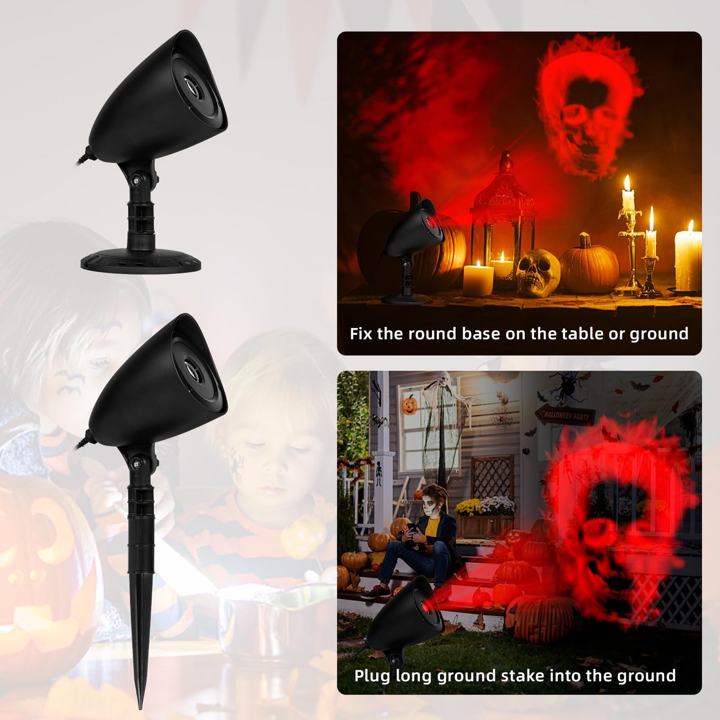Halloween Projector Lights, Red Skull Projector LED Light, Waterproof Holiday Decoration for Party Yard Garden Outdoor Indoor Landscape Halloween Lights