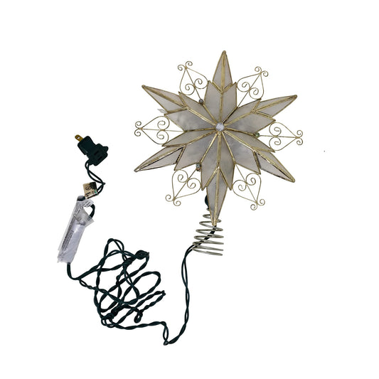 Kurt Adler UL3110 10-Light 6-Point Capiz Star Treetop With Scroll Design
