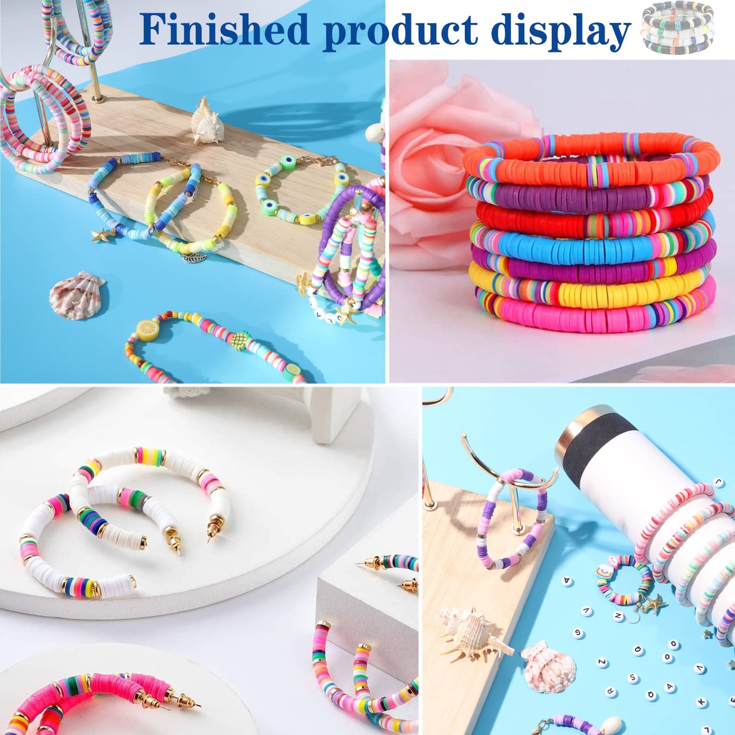 18500 Pcs 48 Strands Clay Beads Polymer Heishi Flat Round Disc and Alphabet Letter Beads for Bracelet Jewelry Making DIY Necklace Earrings, 48 Colors 6mm