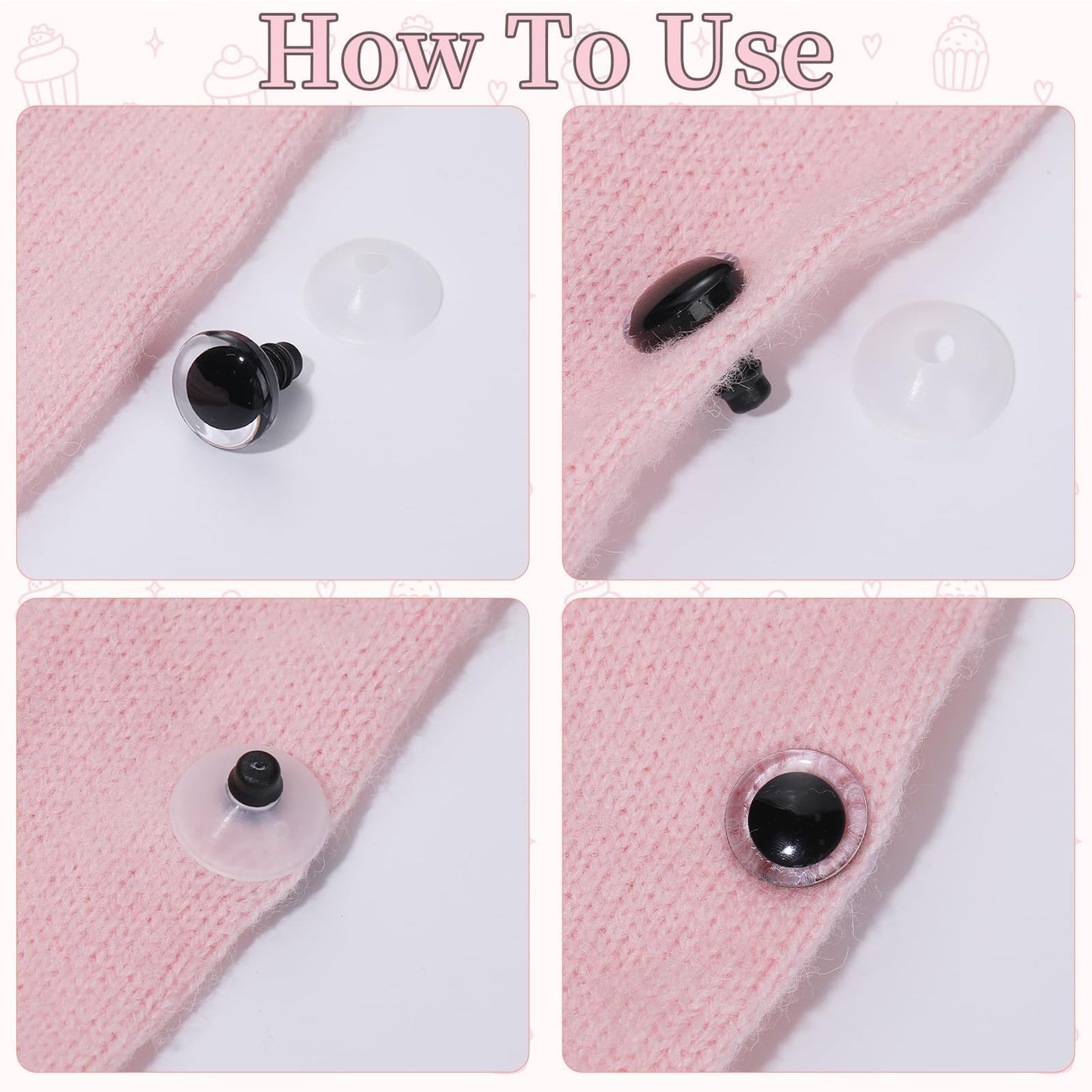 MUCUNNIA 100PCS 20mm Moon Safety Eyes for Crocheting with Washers Clear Safety Eyes for Amigurumi 3D Moon Crochet Eyes Doll Eyes for Animals Teddy Bear Crochet Toy Christmas Decorations