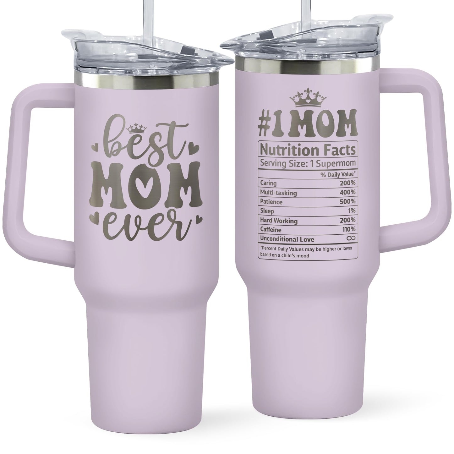 KatAndNat Gifts for Mom from Daughter, Son, Kids - Birthday, Valentines, Christmas, Mothers Day Gifts for Mom - Mama Mother Cup for Women - 40 Oz Purple Stainless Steel 2-sided Tumbler with Lid